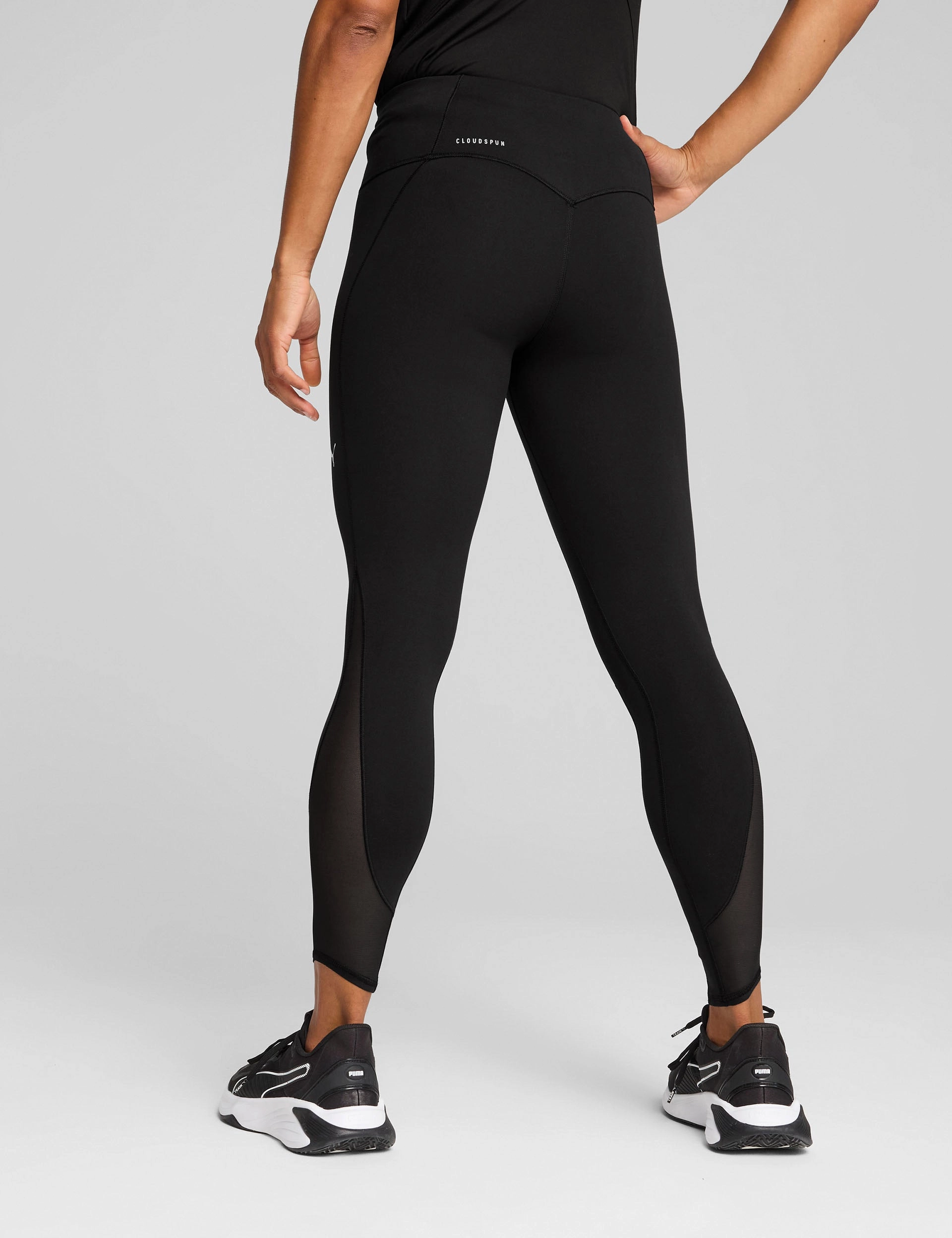 Cloudspun Soft Mesh High Waisted 7/8 Tights - Black Double Layered