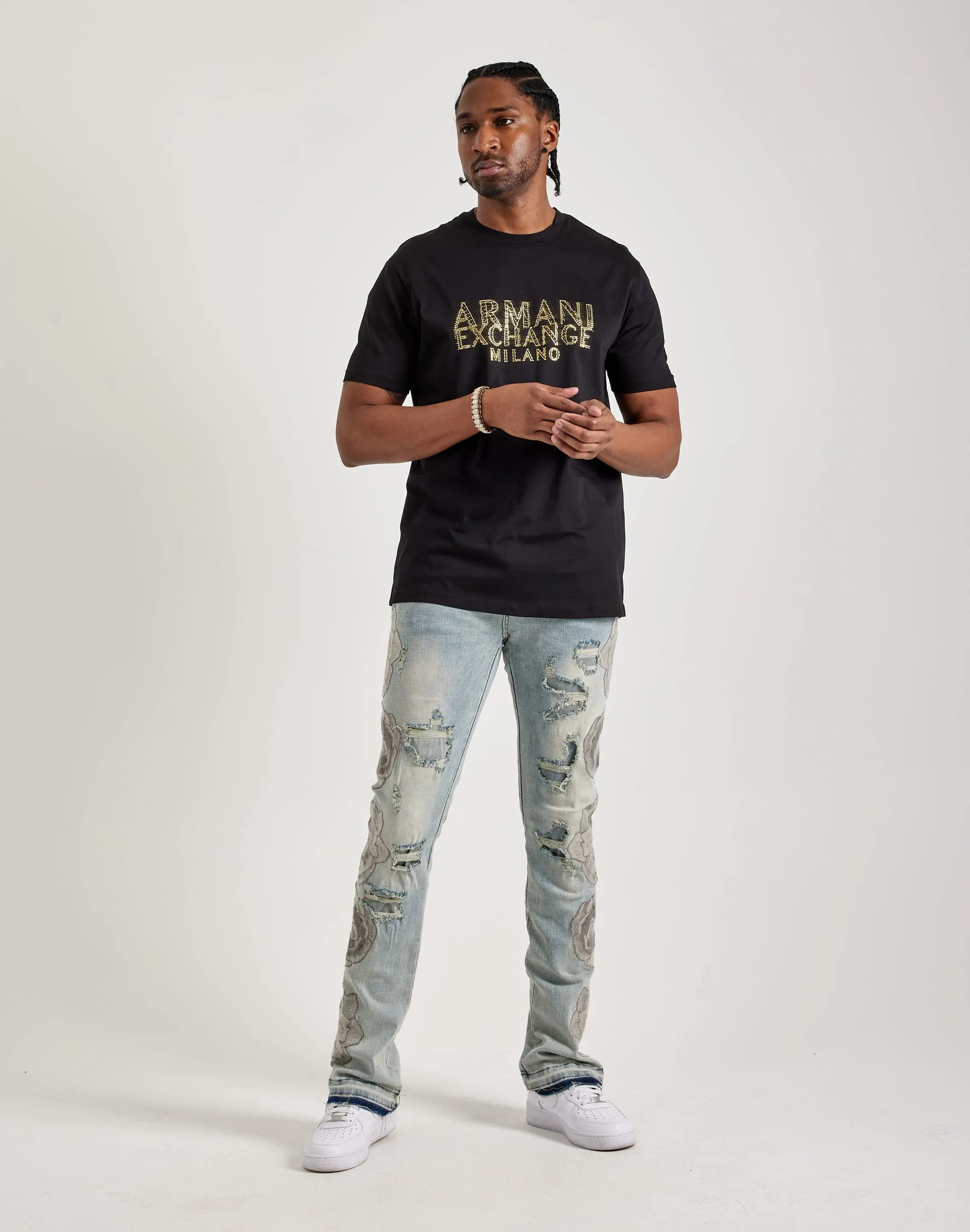 WeightlessLayeringPiece GentleWaistband WAIMEA Stacked Floral Embroidery Jeans