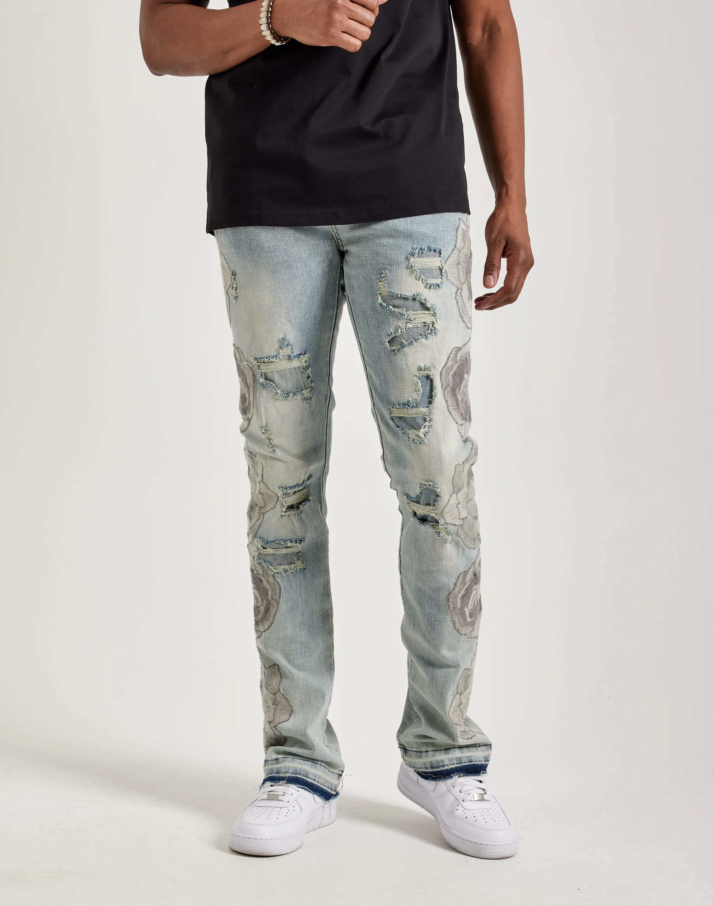SustainableCertified Lightweight Composite WAIMEA Stacked Floral Embroidery Jeans