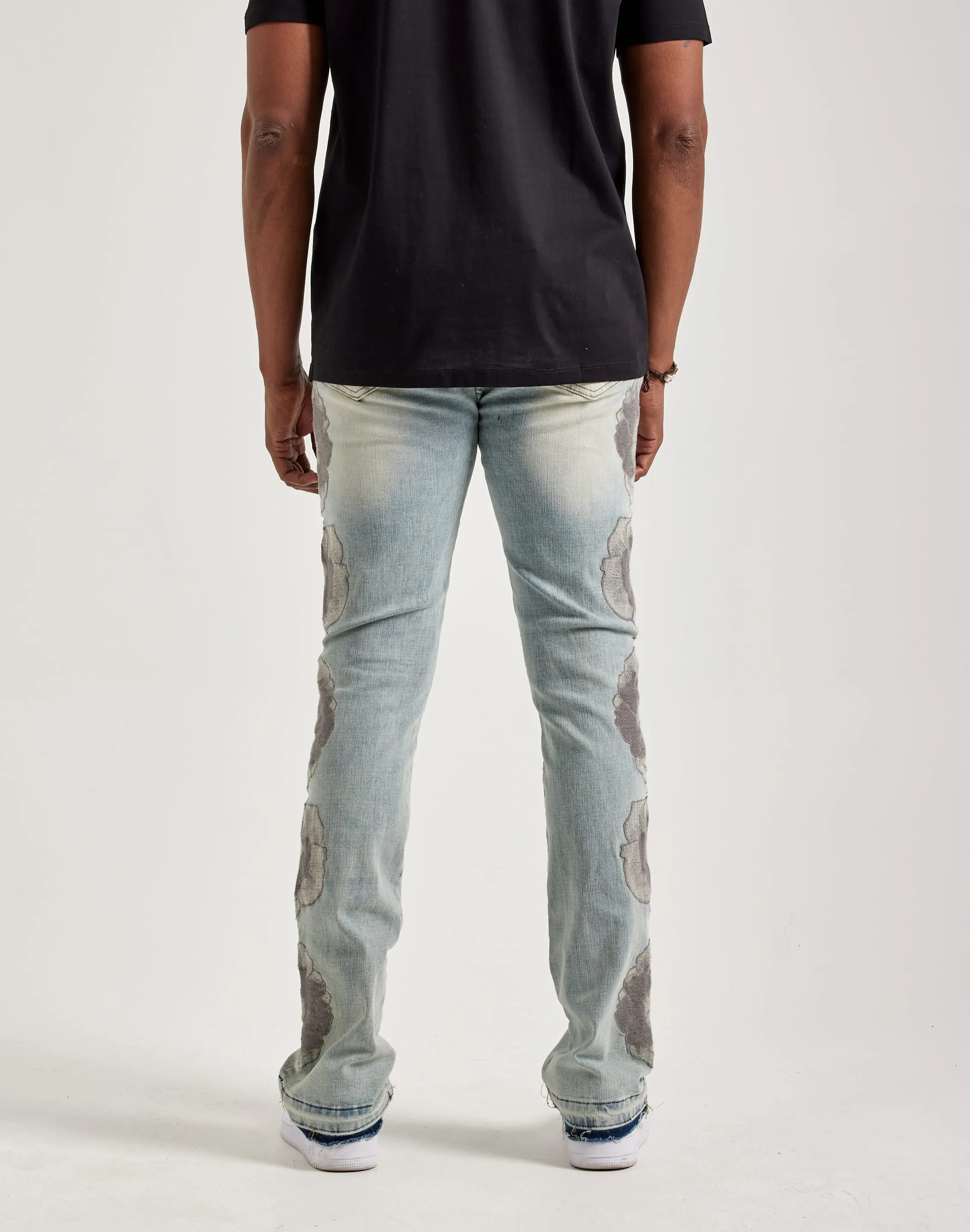 WAIMEA Stacked Floral Embroidery Jeans Opaque Tone Quiet Luxury