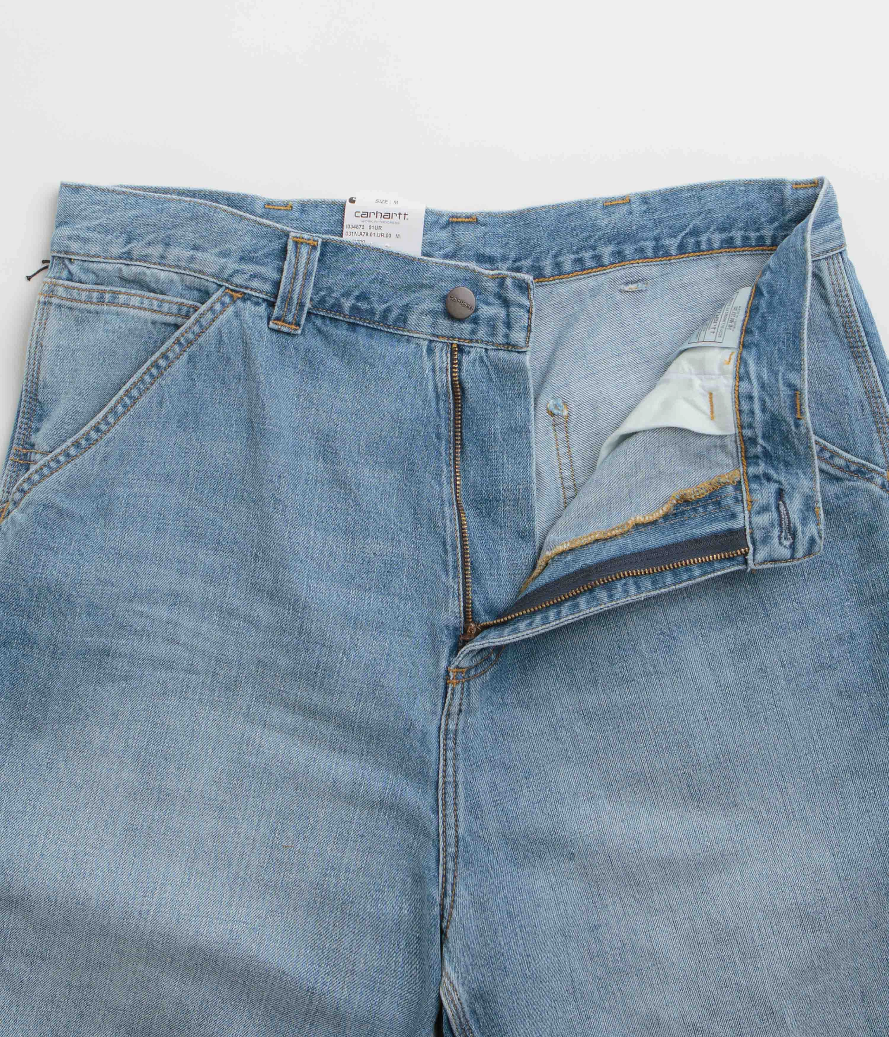 Carhartt OG Single Knee Shorts - Blue Burst Washed Travel Clothing