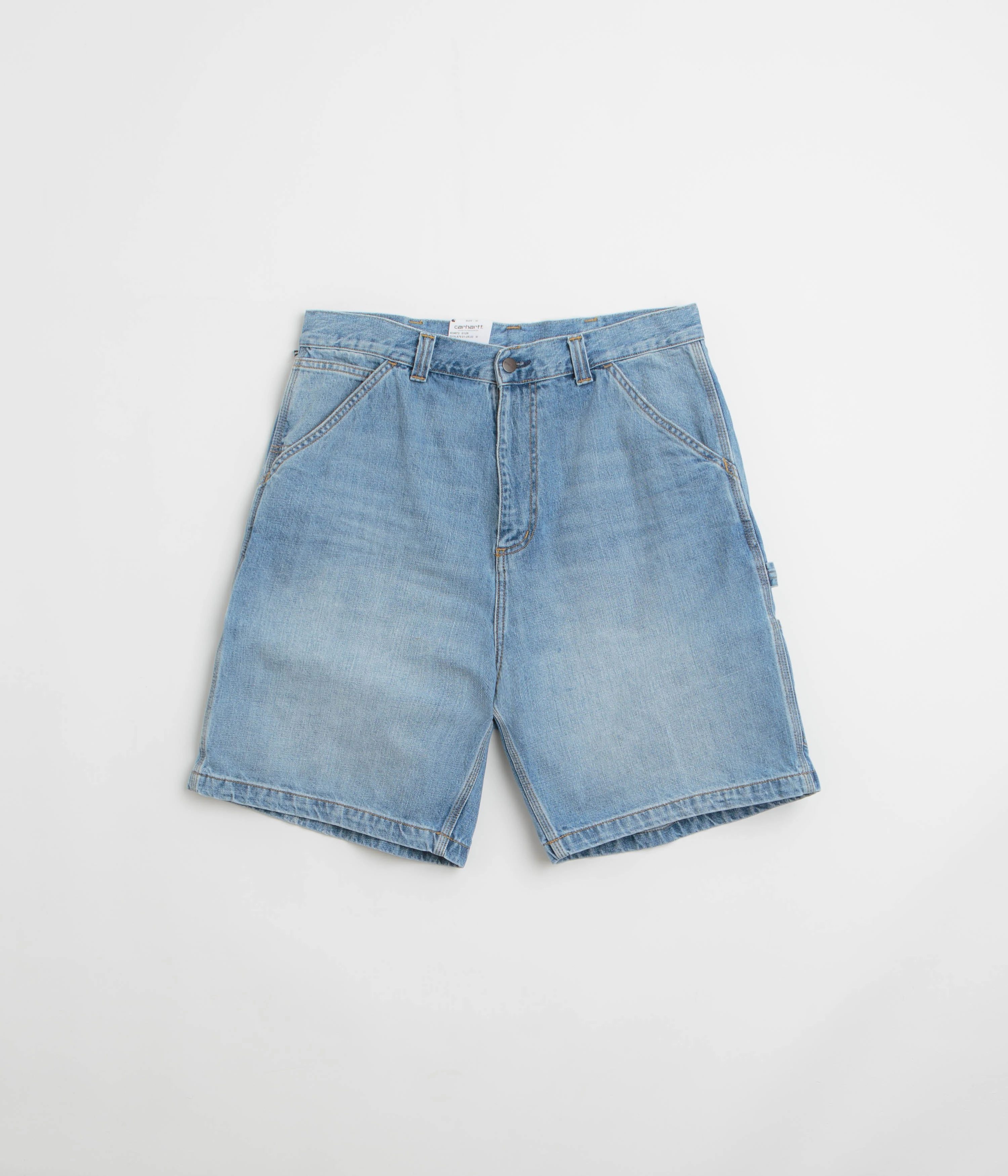 QuickAccessPockets Stretchy Waist Carhartt OG Single Knee Shorts - Blue Burst Washed