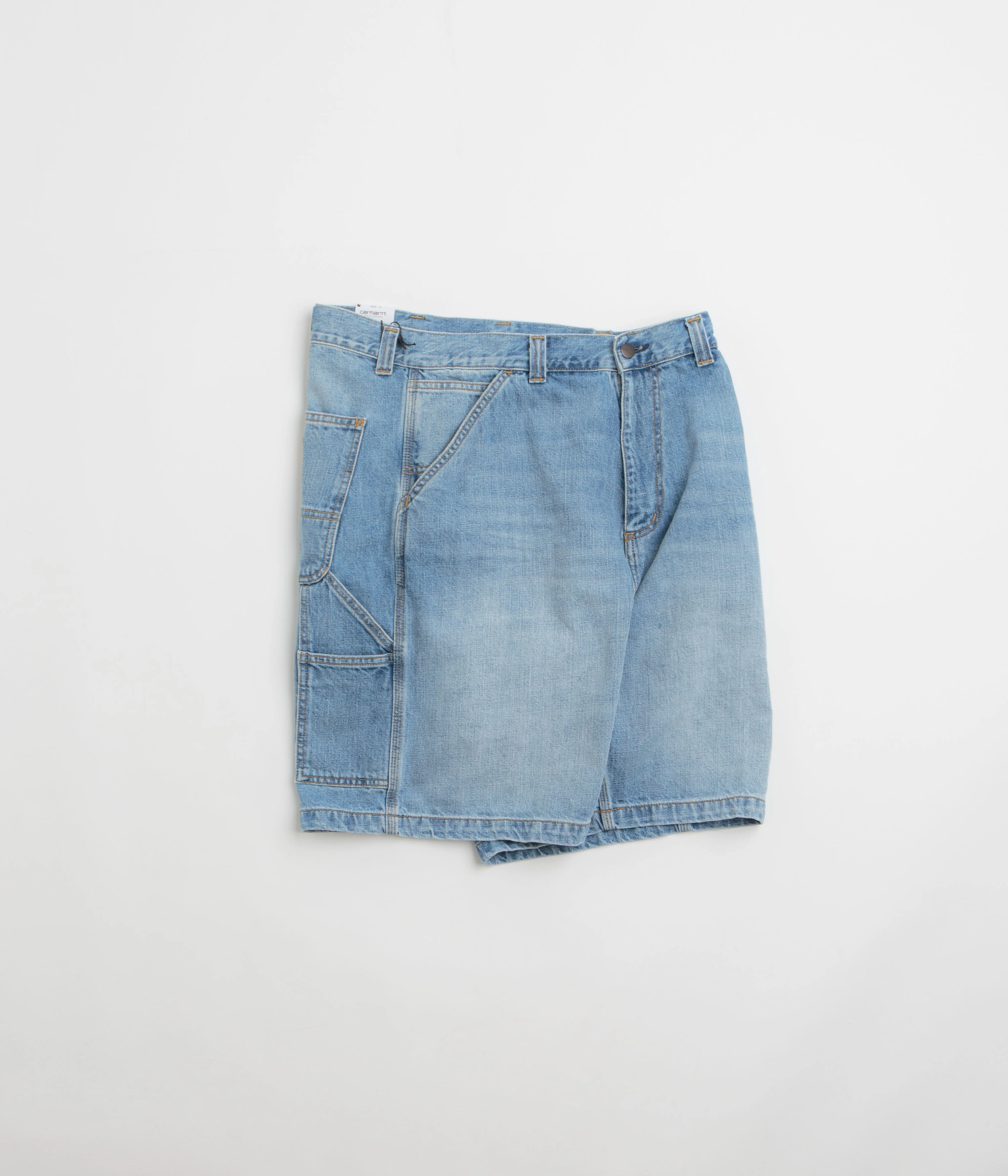 Carhartt OG Single Knee Shorts - Blue Burst Washed No Ride Up Design UPFProtection