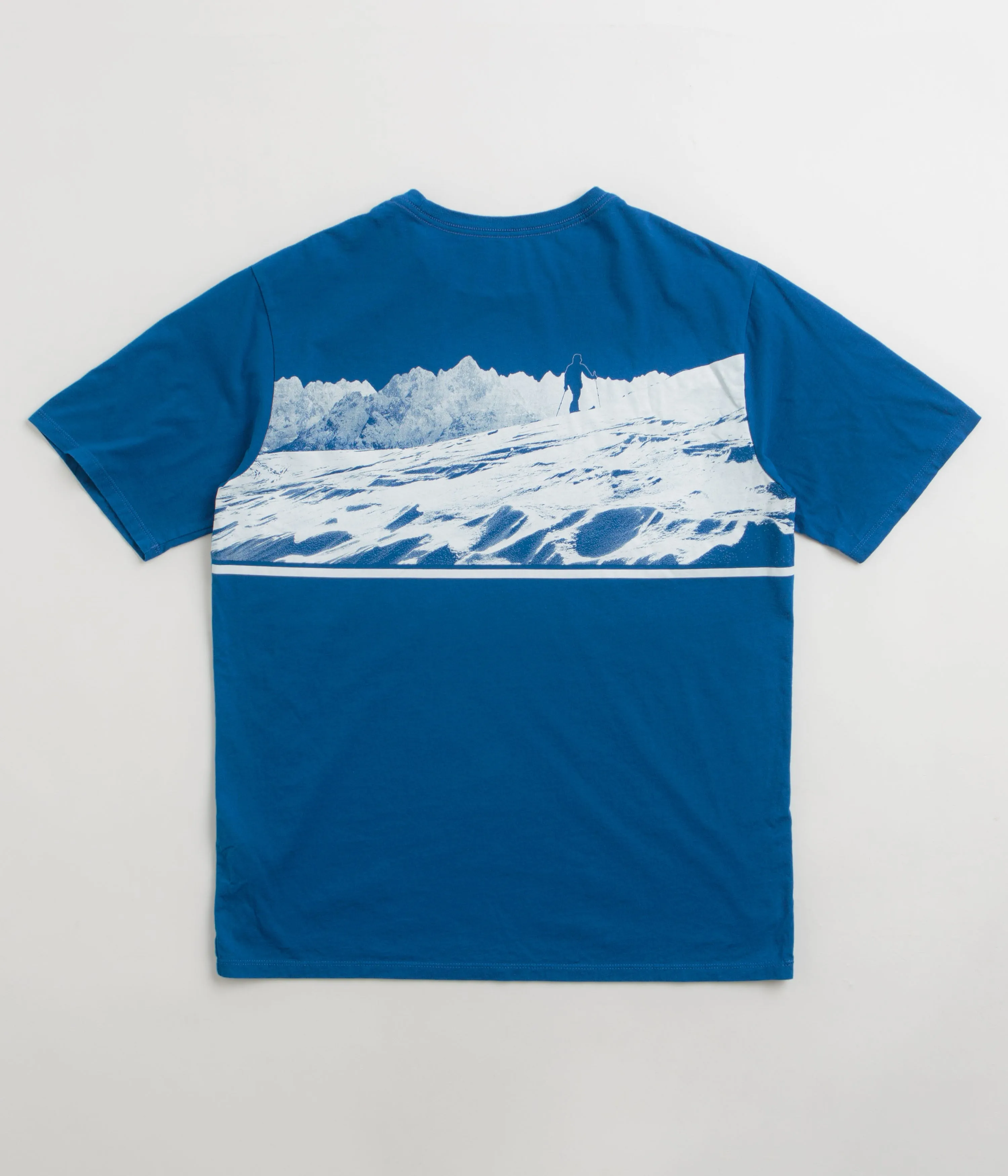 Patagonia Self-Power Organic T-Shirt - Endless Blue hemmed hem Pockets