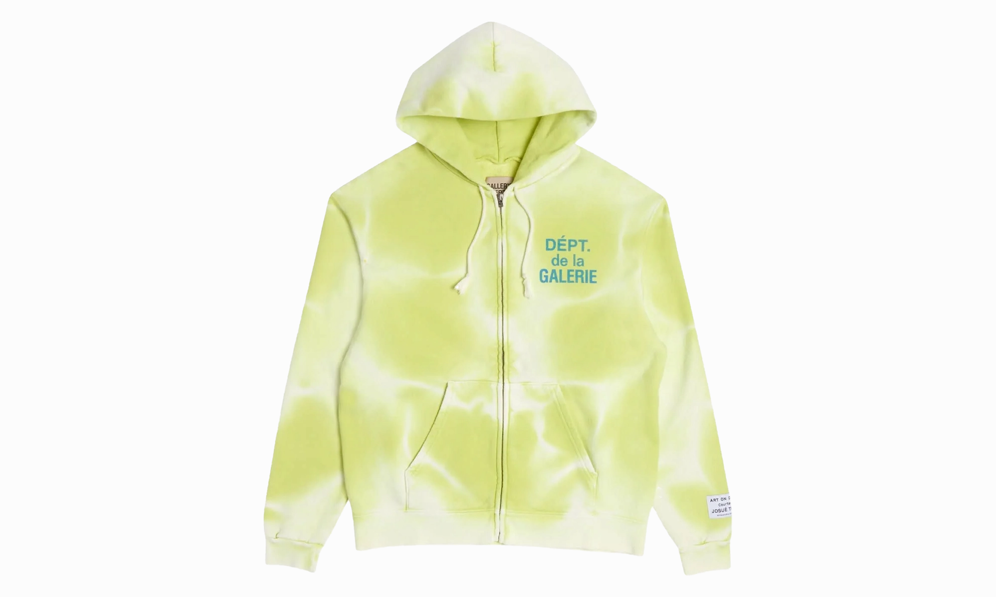 Sun Faded French Logo Zip Up Hoodie "Lime Green"