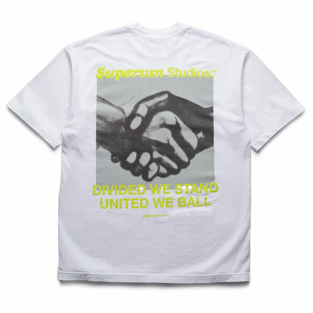 long hem Supervsn Handshake Tee - White