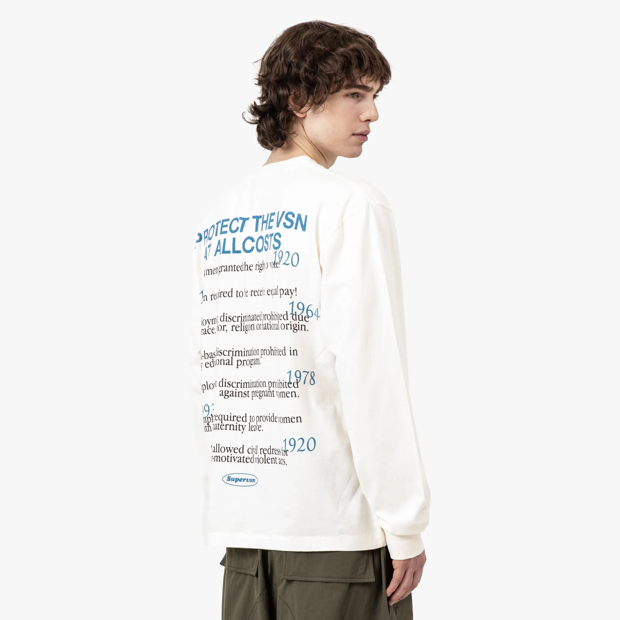 Quilted Pattern Supervsn Sisters Keeper Longsleeve T-Shirt / Bone