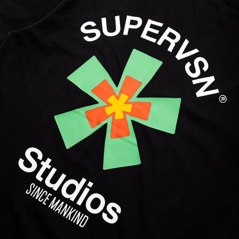 Embroidered art gallery venue Supervsn Starburst Tee - Vintage Black