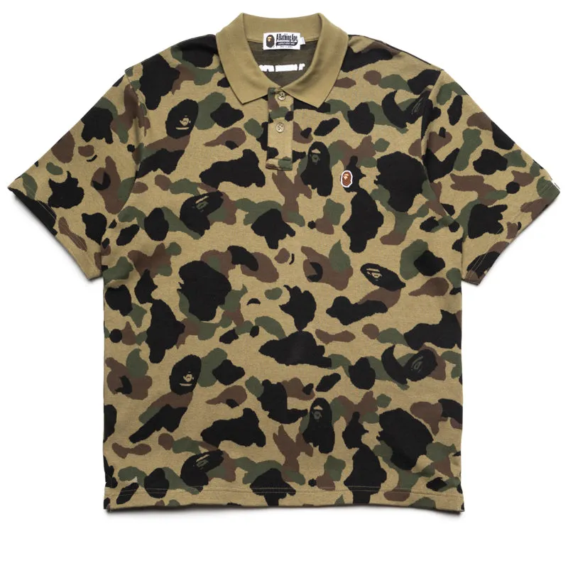 A Bathing Ape 1st Camo Jacquard Relax Fit Polo Shirt - Green Mature appeal Polo Style