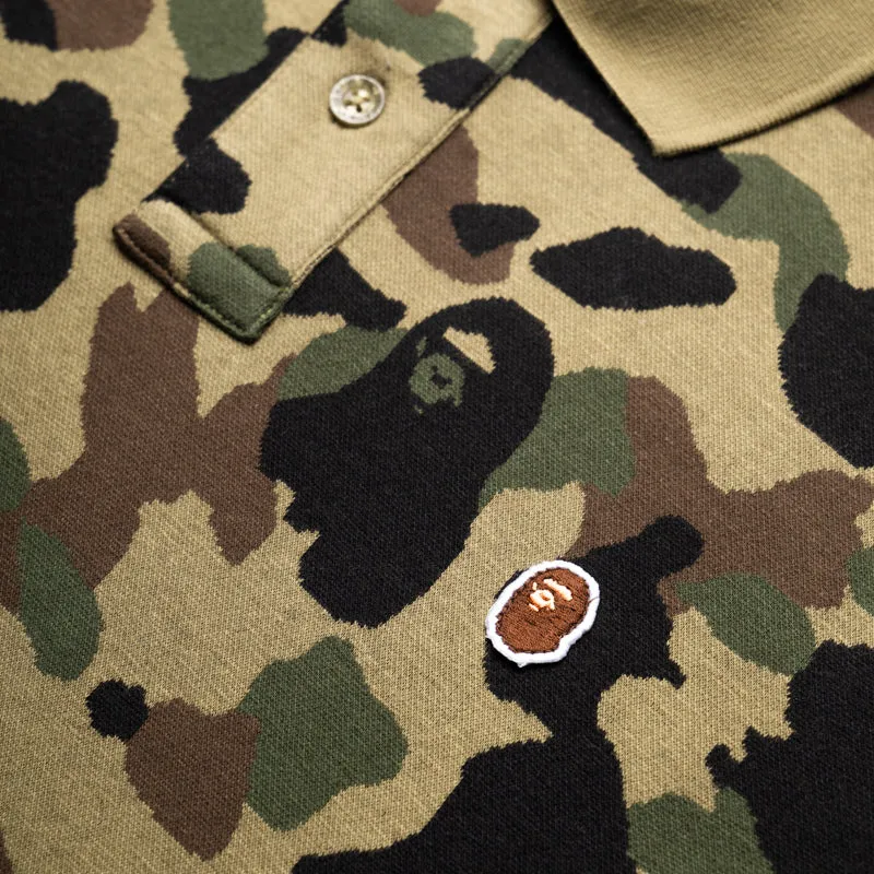 Metallic Finish Seamless Sides A Bathing Ape 1st Camo Jacquard Relax Fit Polo Shirt - Green