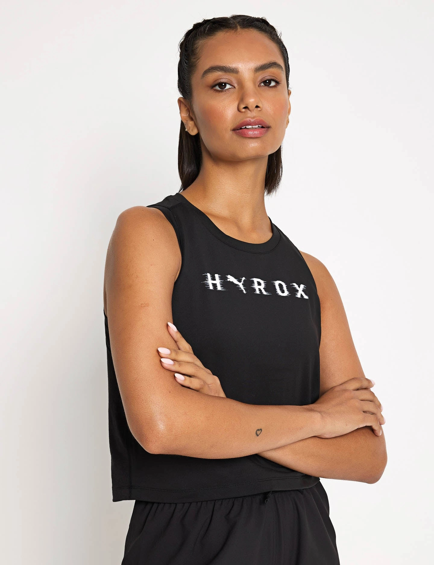 Puma x Hyrox Cloudspun ThermoAdapt Crop Tank - Black Body Mapped Ventilation Compact