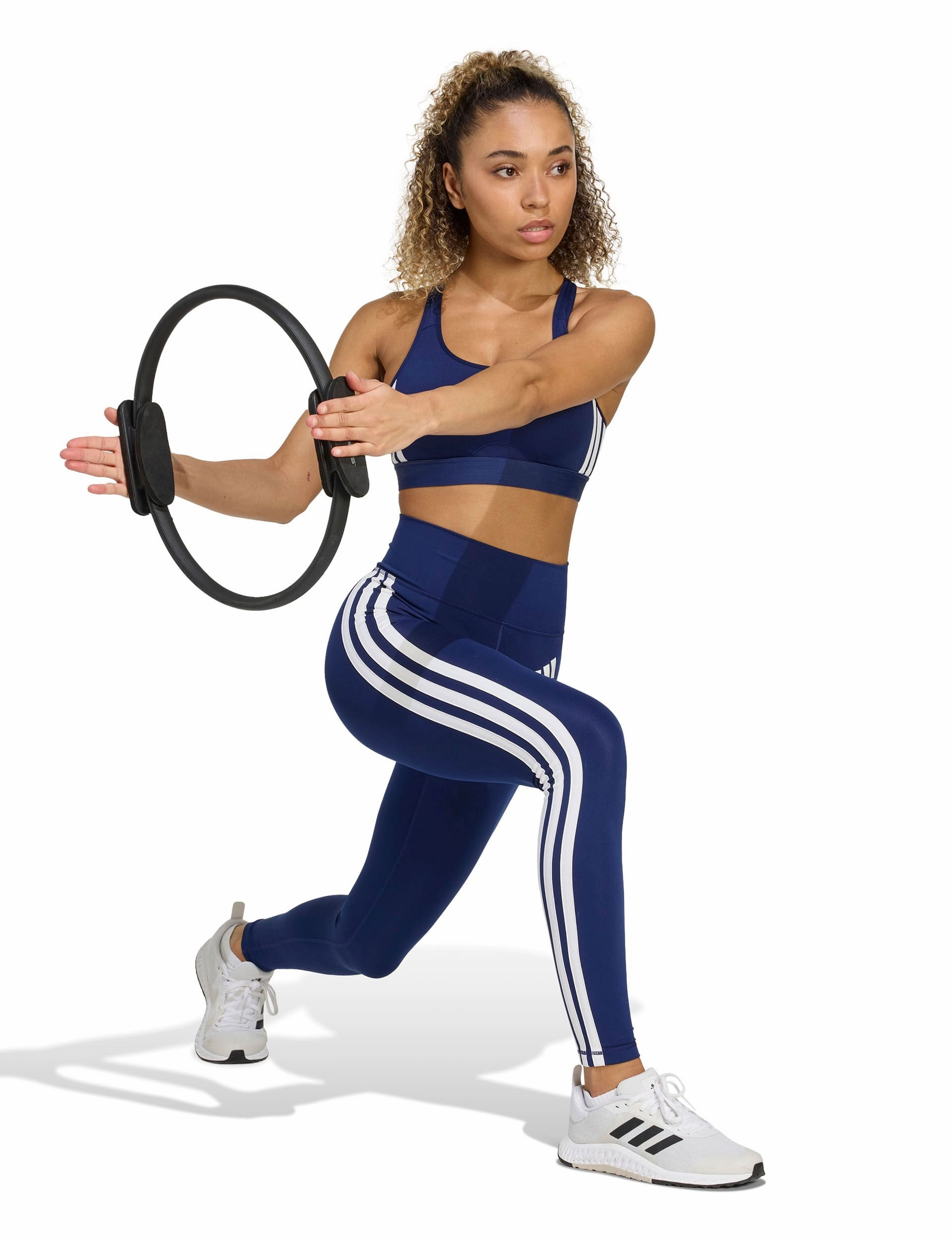 Optime Essentials 3-Stripes 7/8 Leggings - Dark Blue/White For Teens Anti Odor