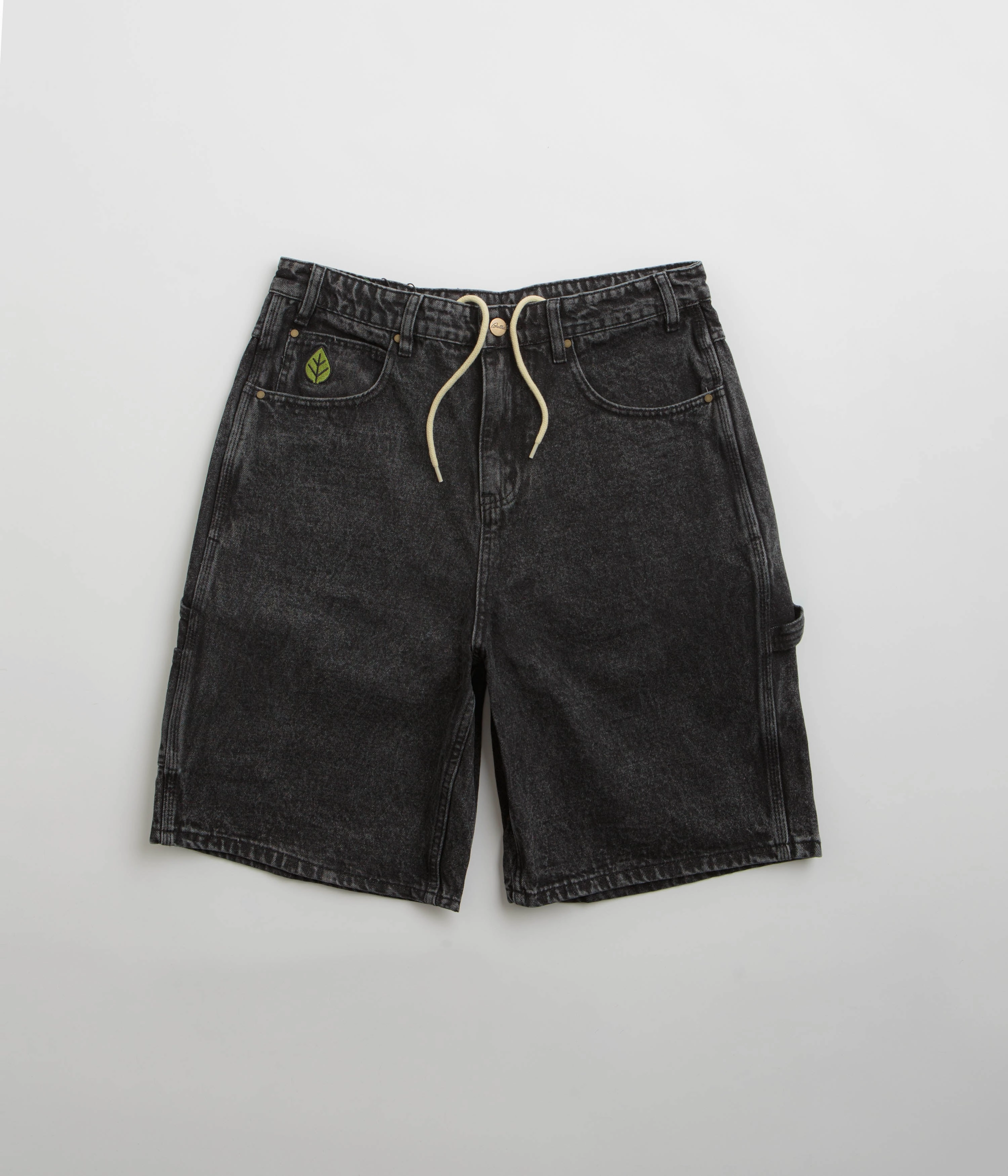 Lightweight Weave Stretchy Waist Butter Goods Weathergear Denim Shorts - Faded Black