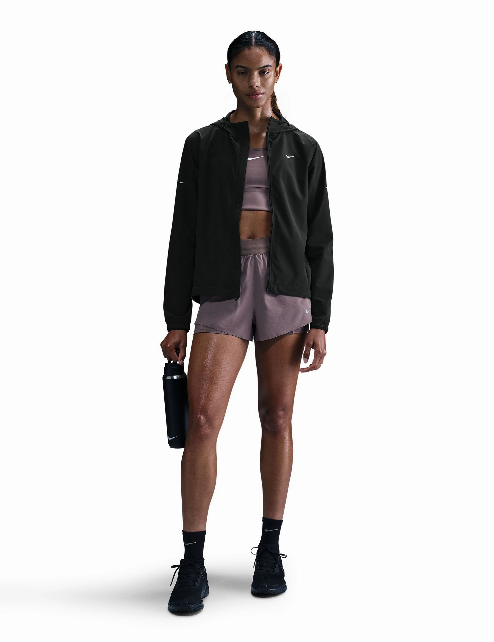 Swift Repel Packable Running Jacket - Black/Reflective Silver Modular Layering Evening Out