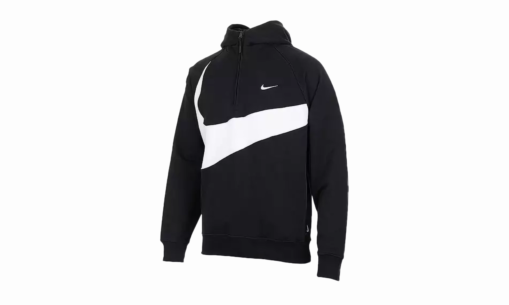 Swoosh 1/2-zip Fleece Hoodie Mens Style "Black/White/White"