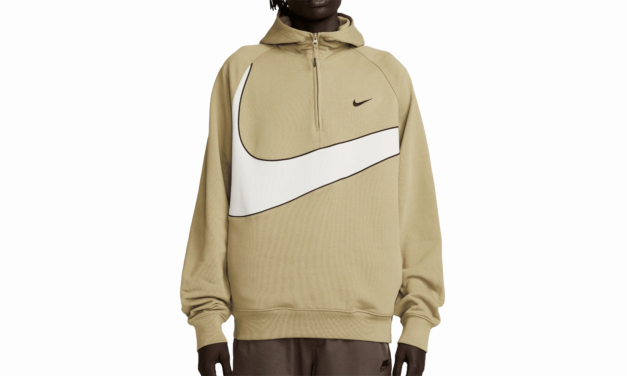 Swoosh 1/2-zip Fleece Hoodie Mens Style "Green/Black"