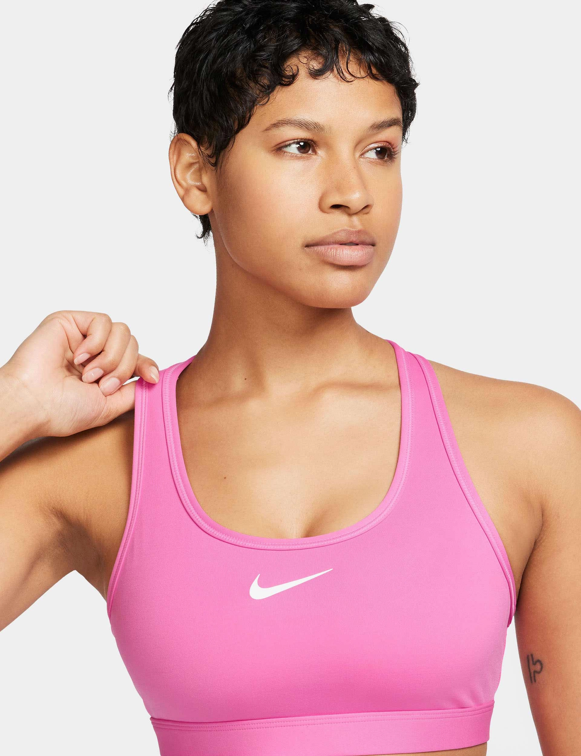 Lace active clothing Swoosh Medium Support Bra - Playful Pink/White