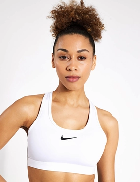 Swoosh Medium Support Bra - White/Stone Mauve/Black Shock-absorbing Welded seams