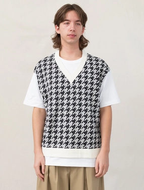 T-Shirt (White/Houndstooth) Trendy Shirt Sporty Sweatshirt