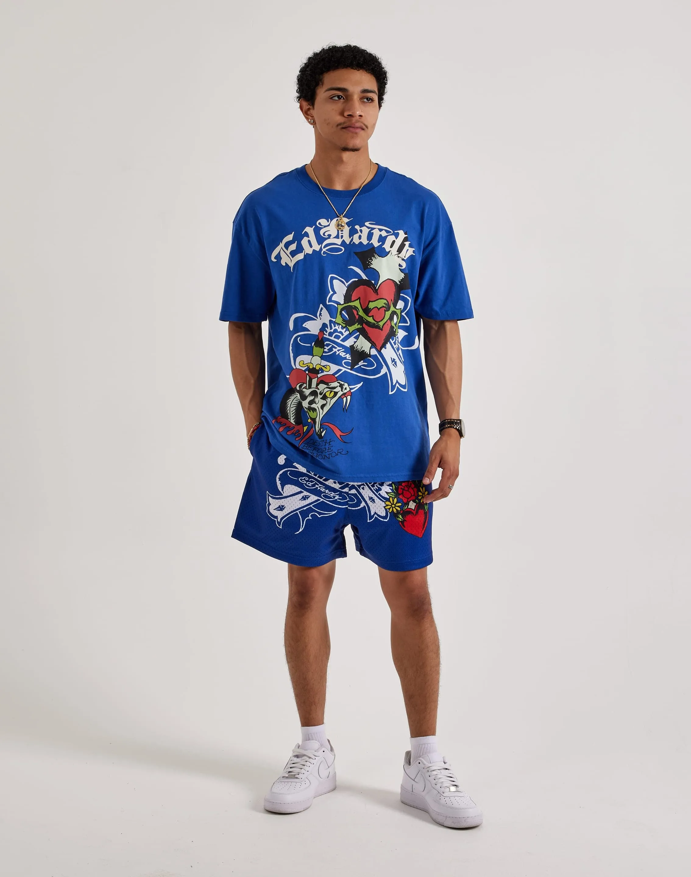 Creative Glow Ed Hardy Cross Heart Boxy Tee
