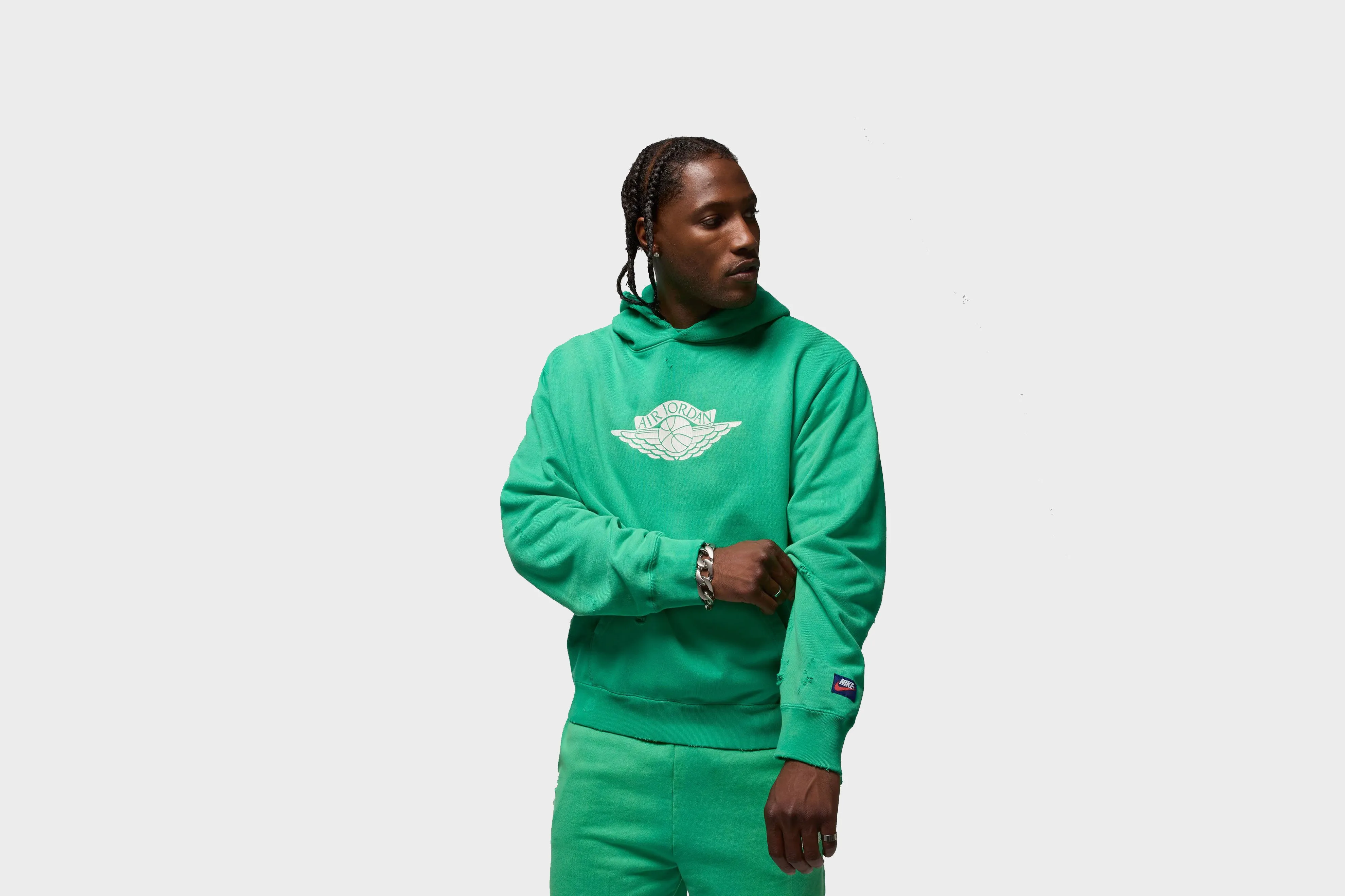 Air Jordan Rare Air Fleece Pullover Hoodie (Stadium Green) FlexibleCollar Spark Glow