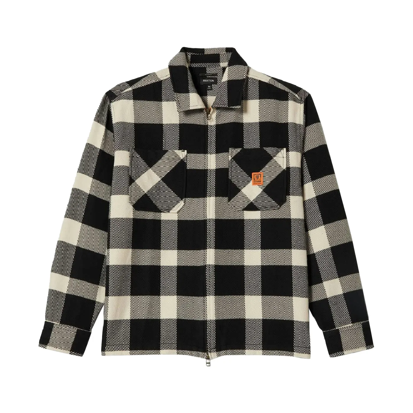 Vintage Style Youthful Style Brixton Union Zip Flannel Shirt - Off White / Black