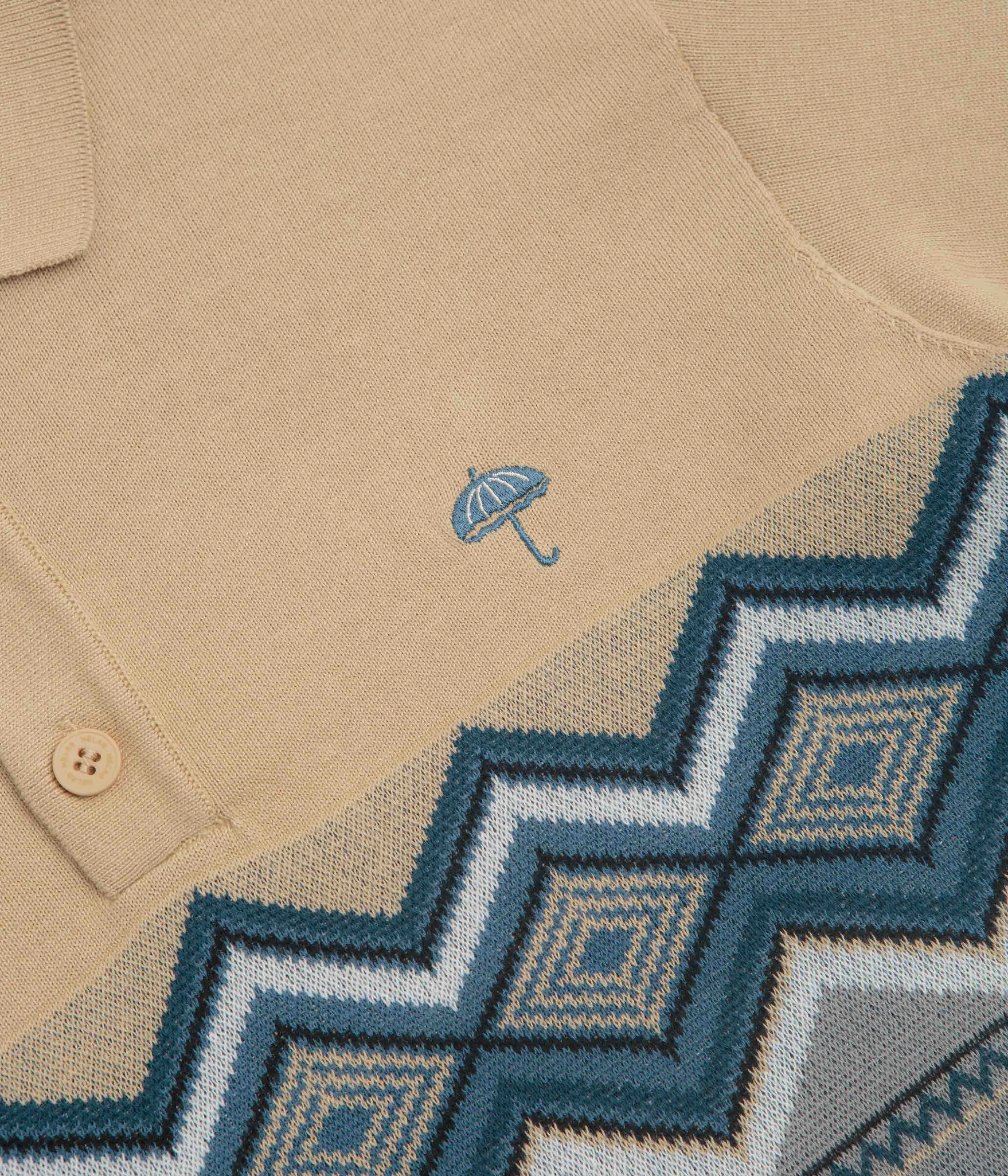Date night Tailored Fit Helas Ete Knit Polo Shirt - Beige