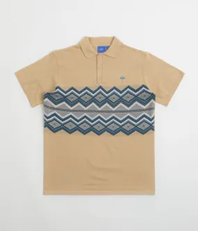 Helas Ete Knit Polo Shirt - Beige Artistic Design Teen Fashion