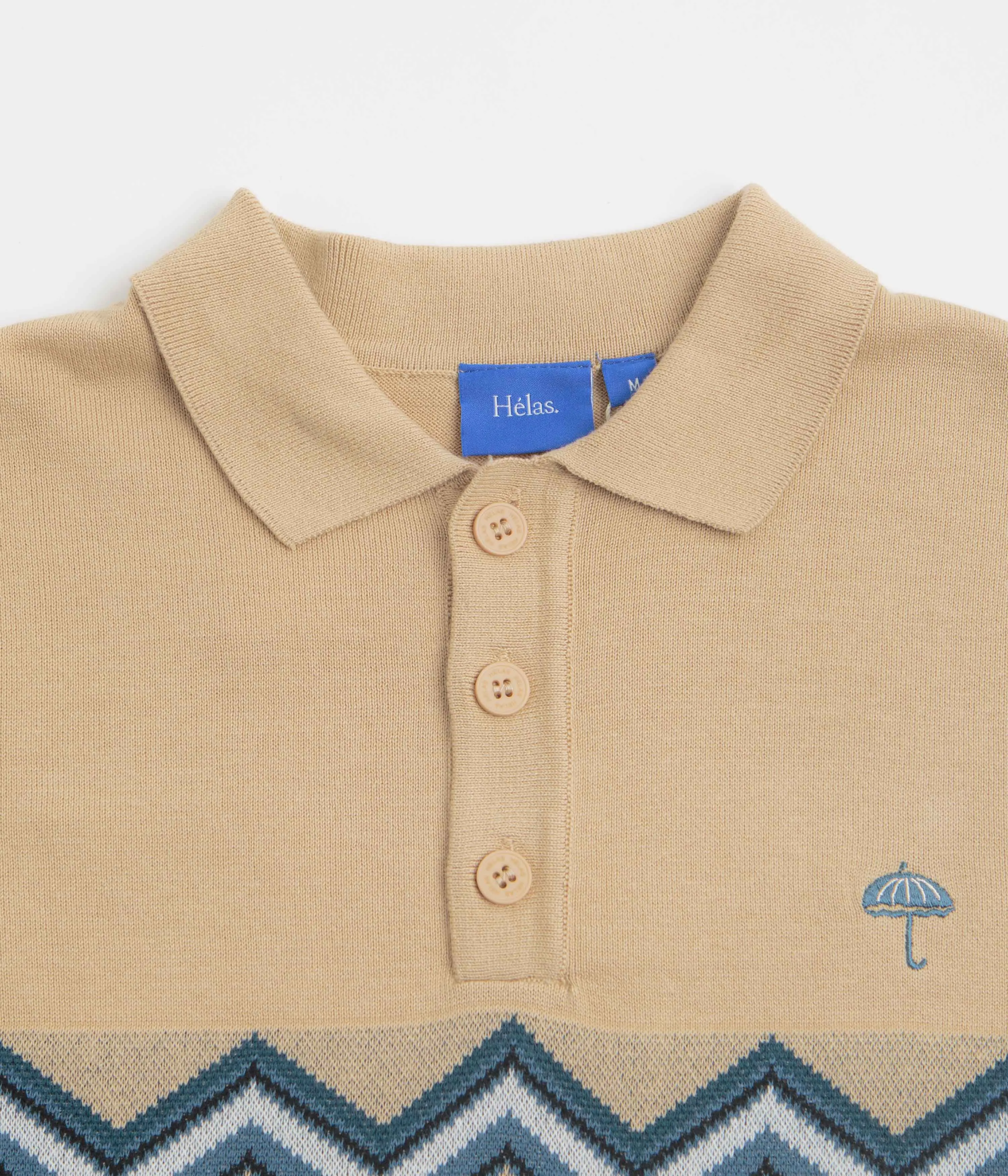 Helas Ete Knit Polo Shirt - Beige Non Restrictive Armhole