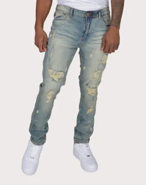 Warm Base SustainableProduction Grindhouse Vintage Ripped With Bleach Denim Jeans
