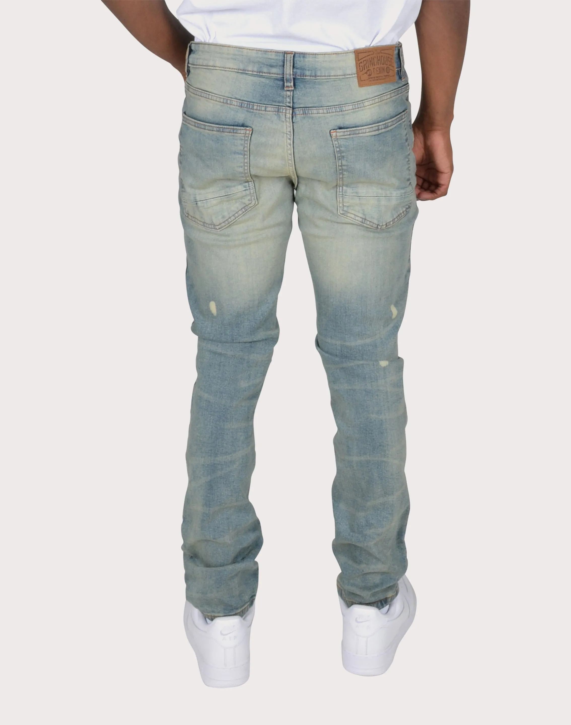 Grindhouse Vintage Ripped With Bleach Denim Jeans QuickDryMaterial Compact Packable Design