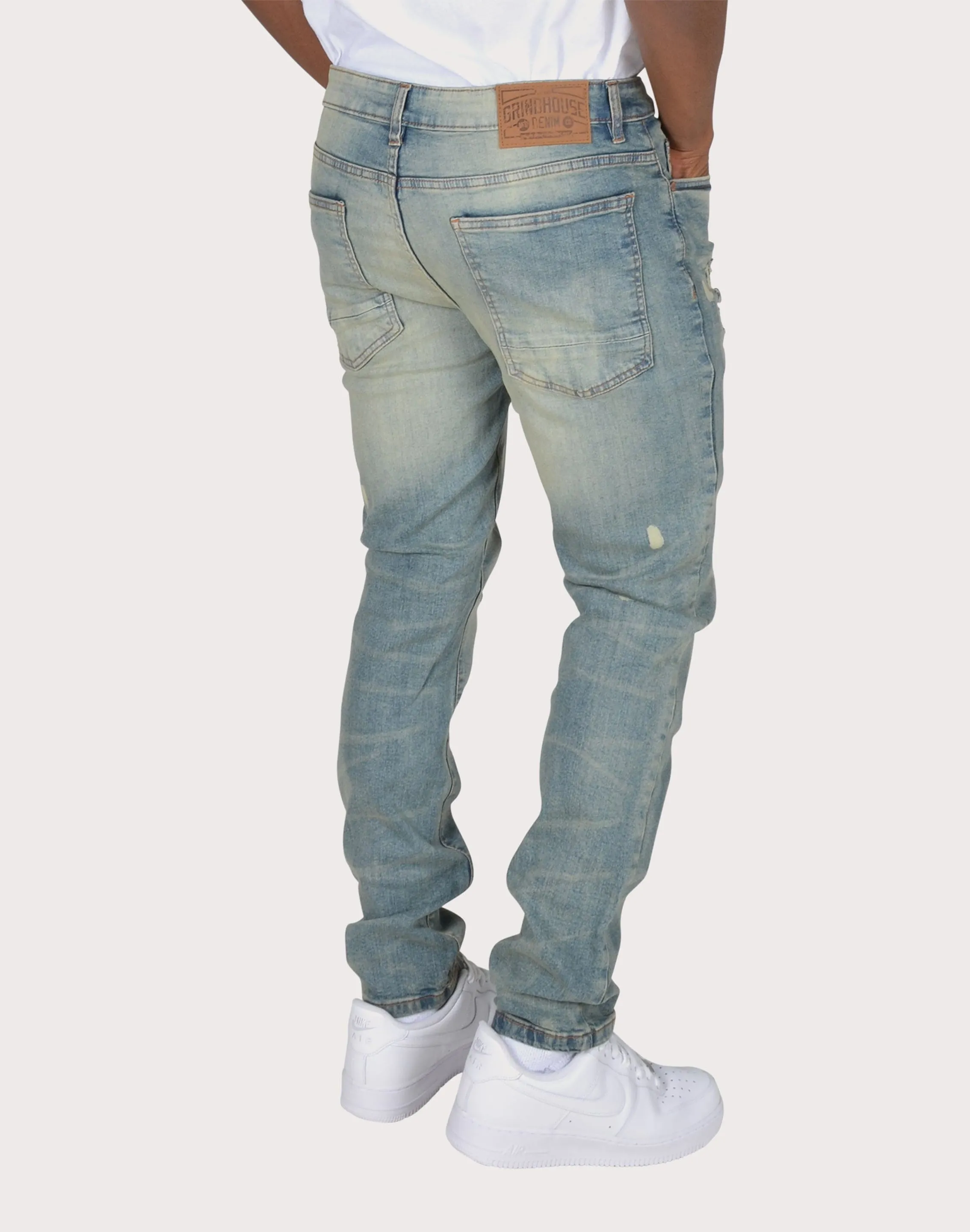 Grindhouse Vintage Ripped With Bleach Denim Jeans Sport Glow