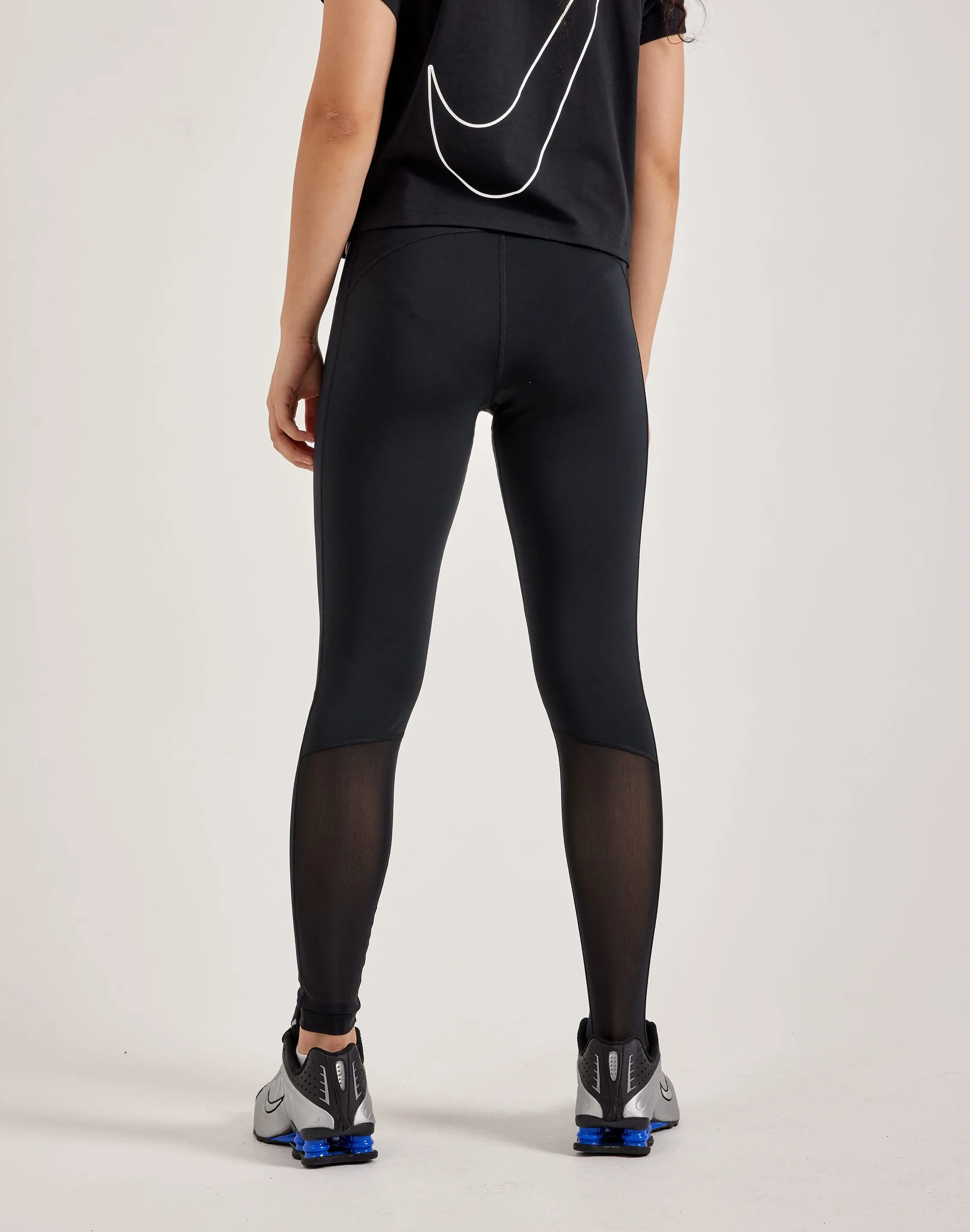 Nike Pro Mid-Rise Mesh-Paneled Leggings Quick Wear AbrasionResistantFabric