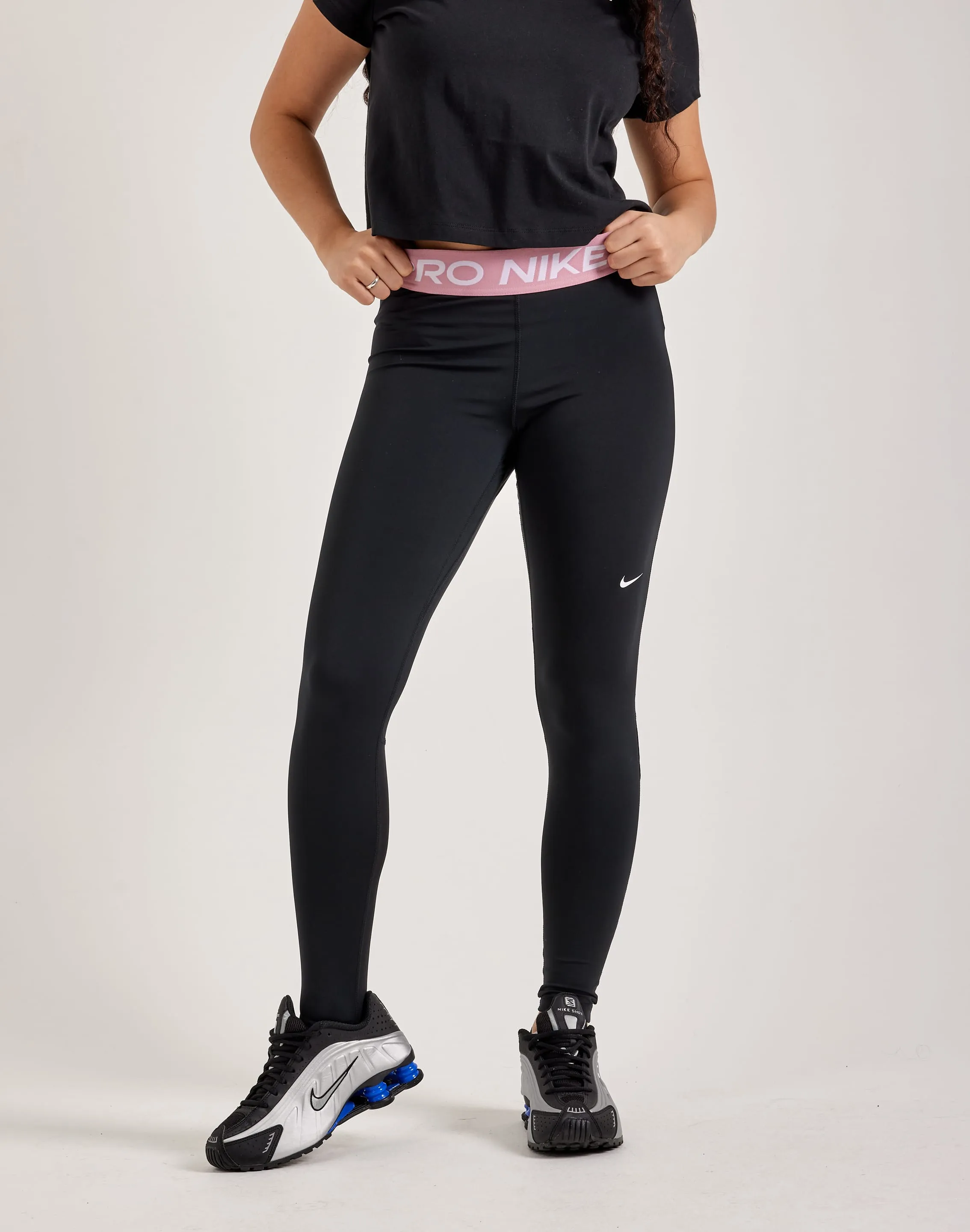 Nike Pro Mid-Rise Mesh-Paneled Leggings Tough Core DoubleStitched