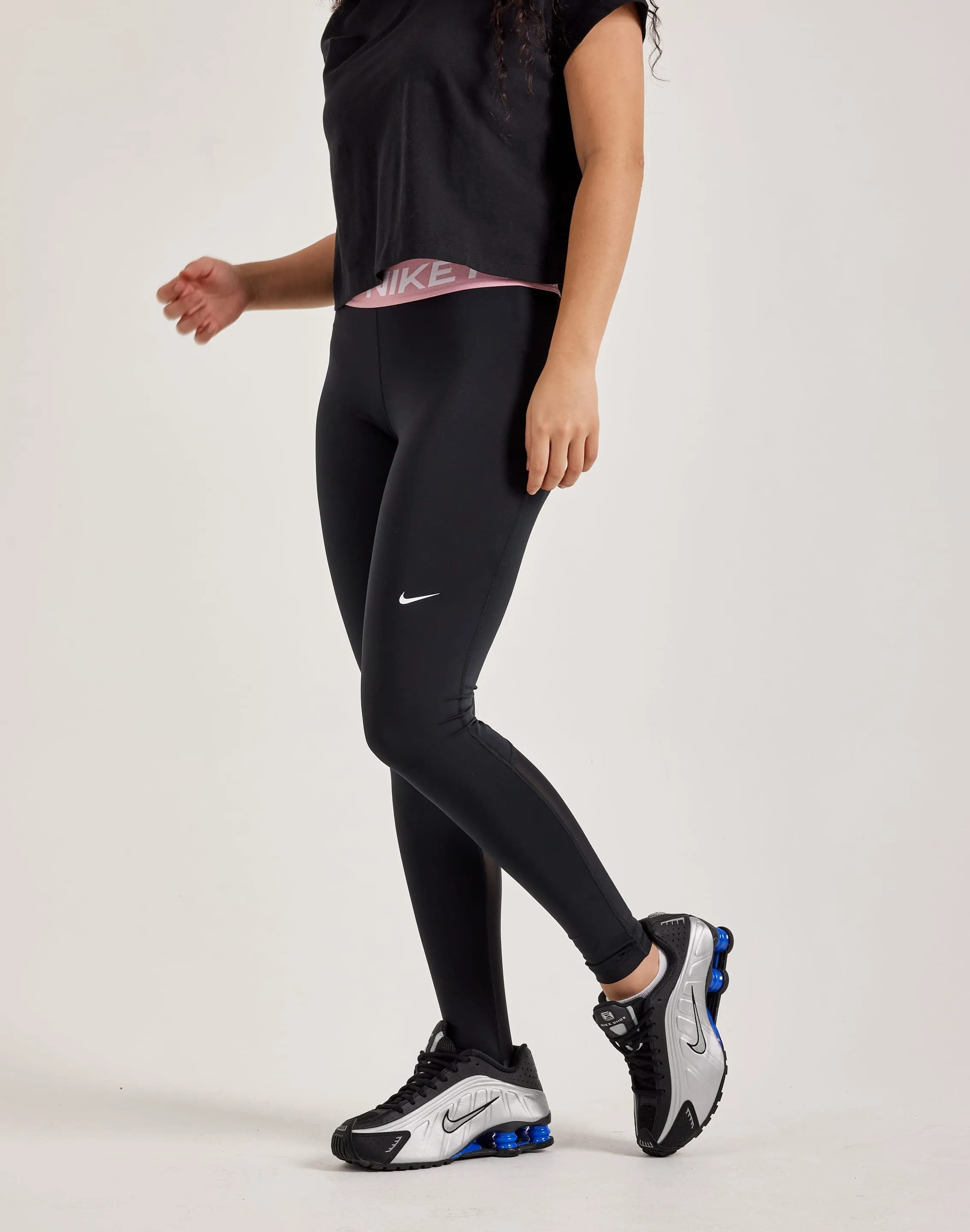 Travel Proof Polish Glow Nike Pro Mid-Rise Mesh-Paneled Leggings