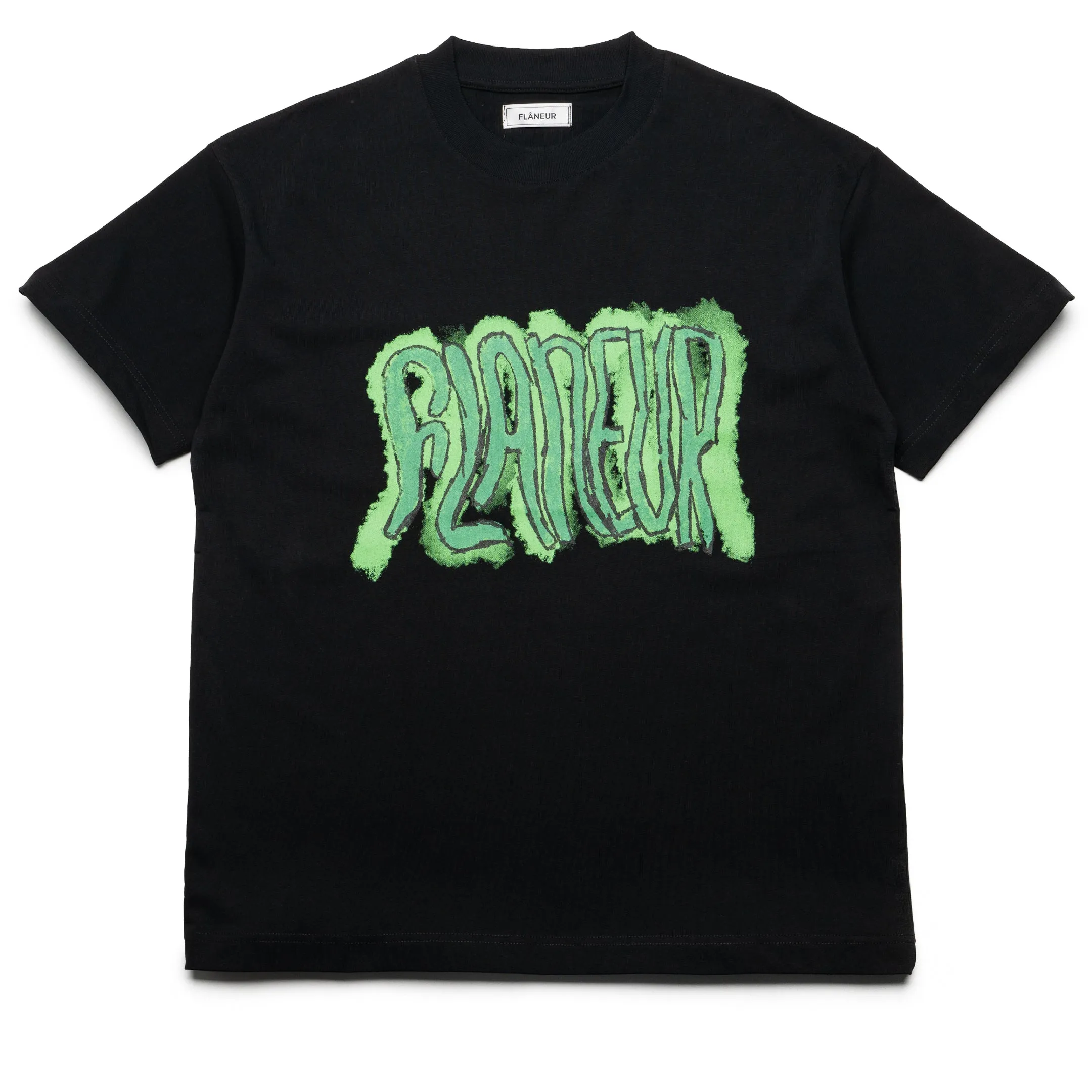 Flaneur Artist Tee - Black Slub Texture Fabric