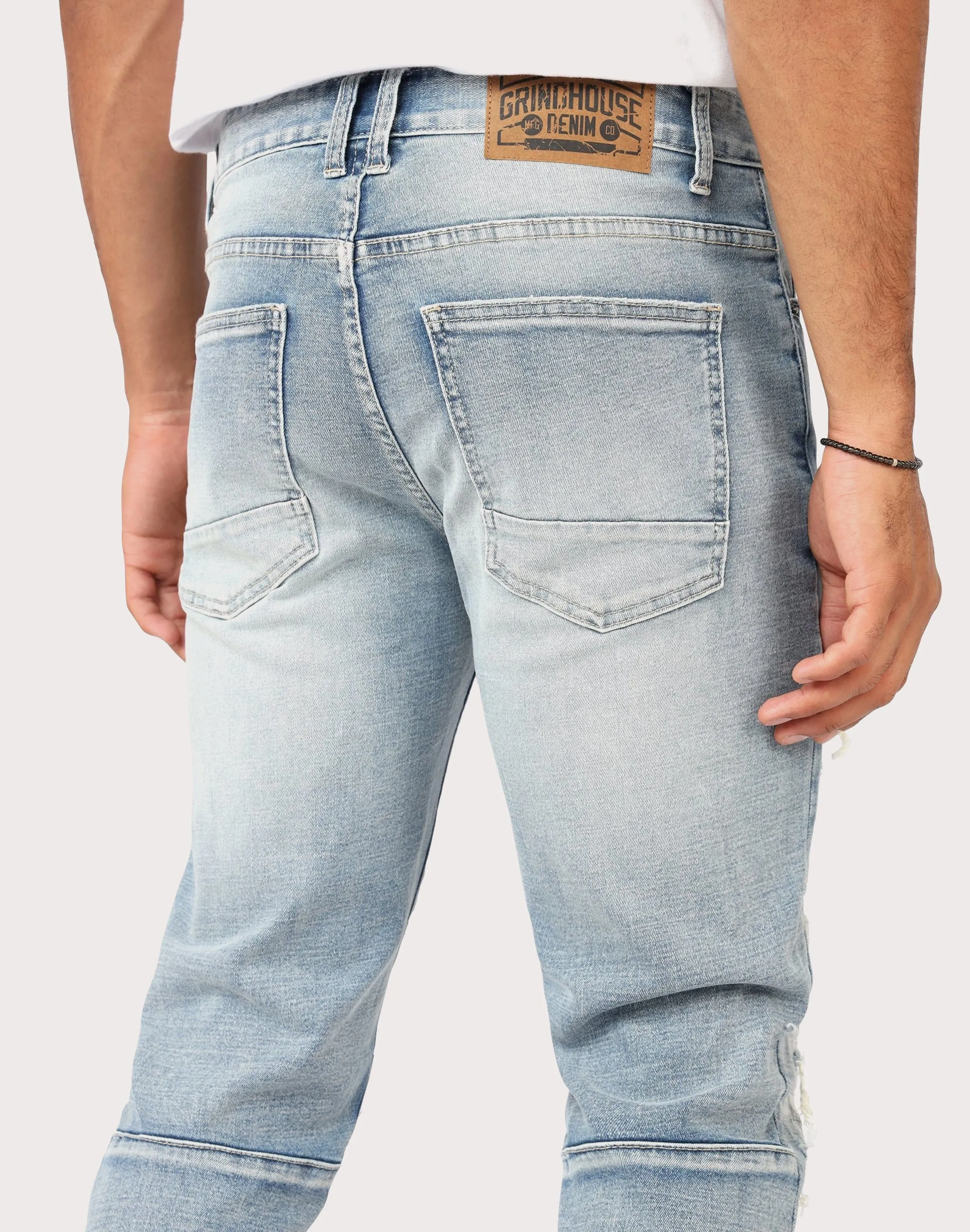Move Fast DoubleLayered Grindhouse Ashley Slim Fit Heavy Rip N Repair Denim Jeans