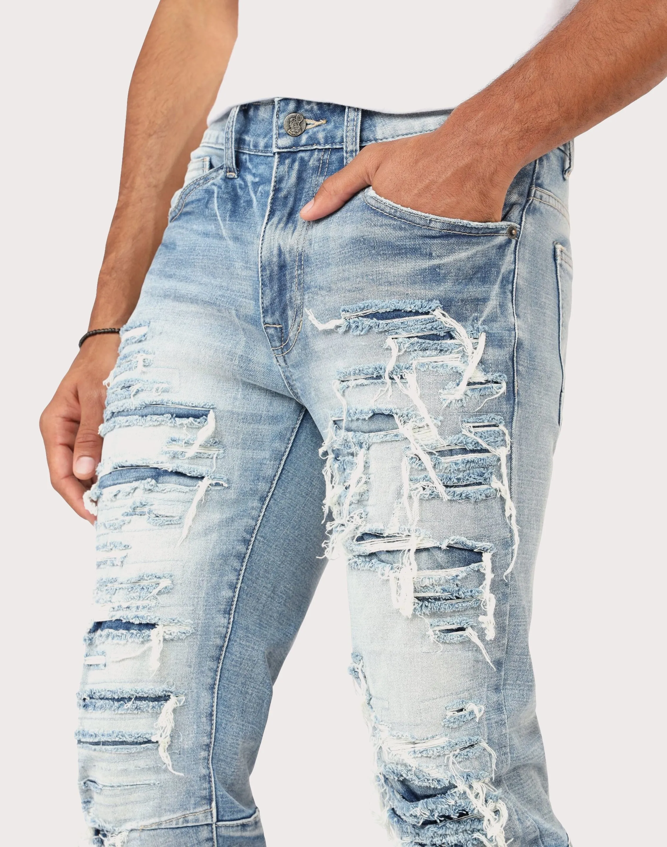 Soft Flow Grindhouse Ashley Slim Fit Heavy Rip N Repair Denim Jeans