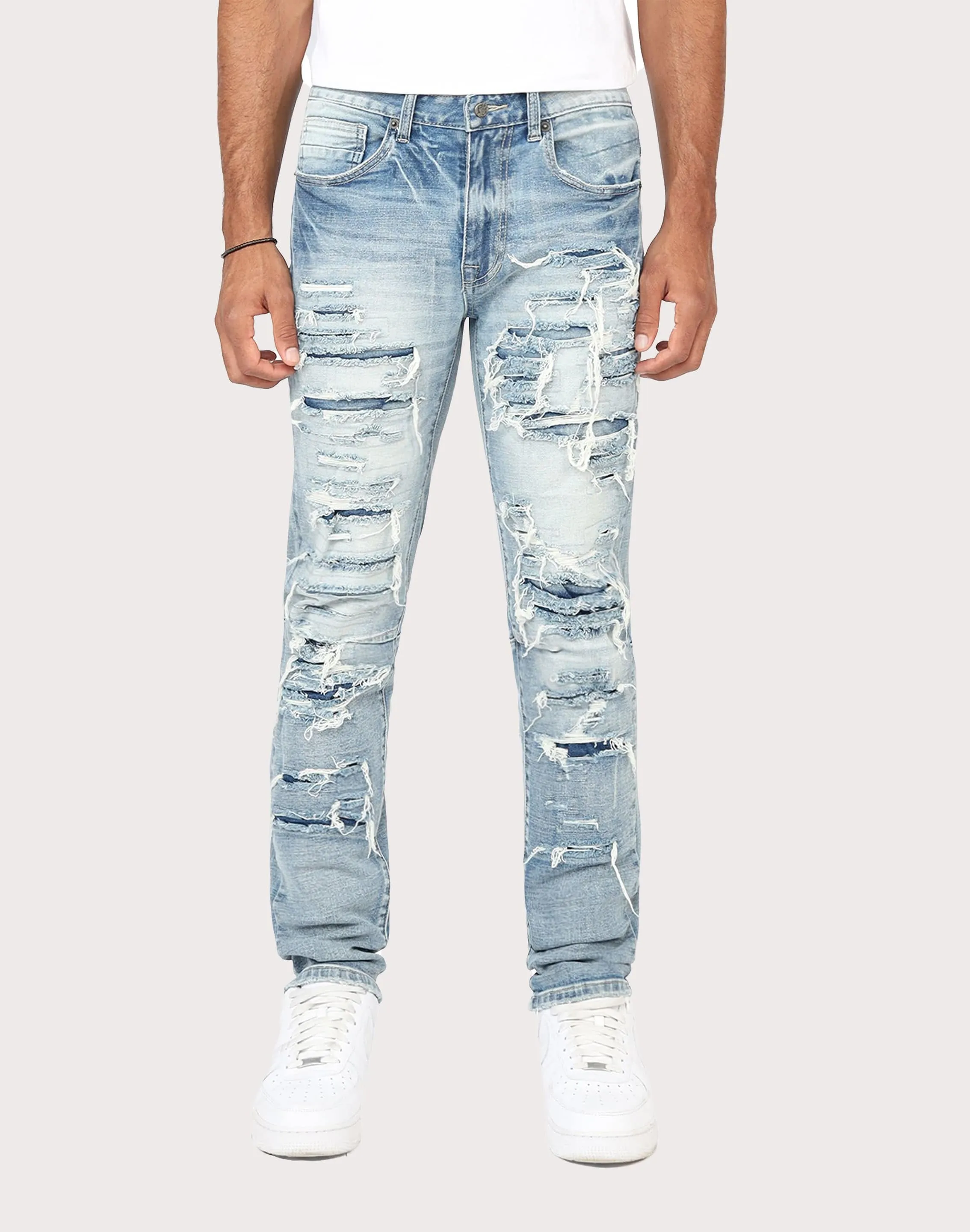 Rush Mode Breathable Material Grindhouse Ashley Slim Fit Heavy Rip N Repair Denim Jeans