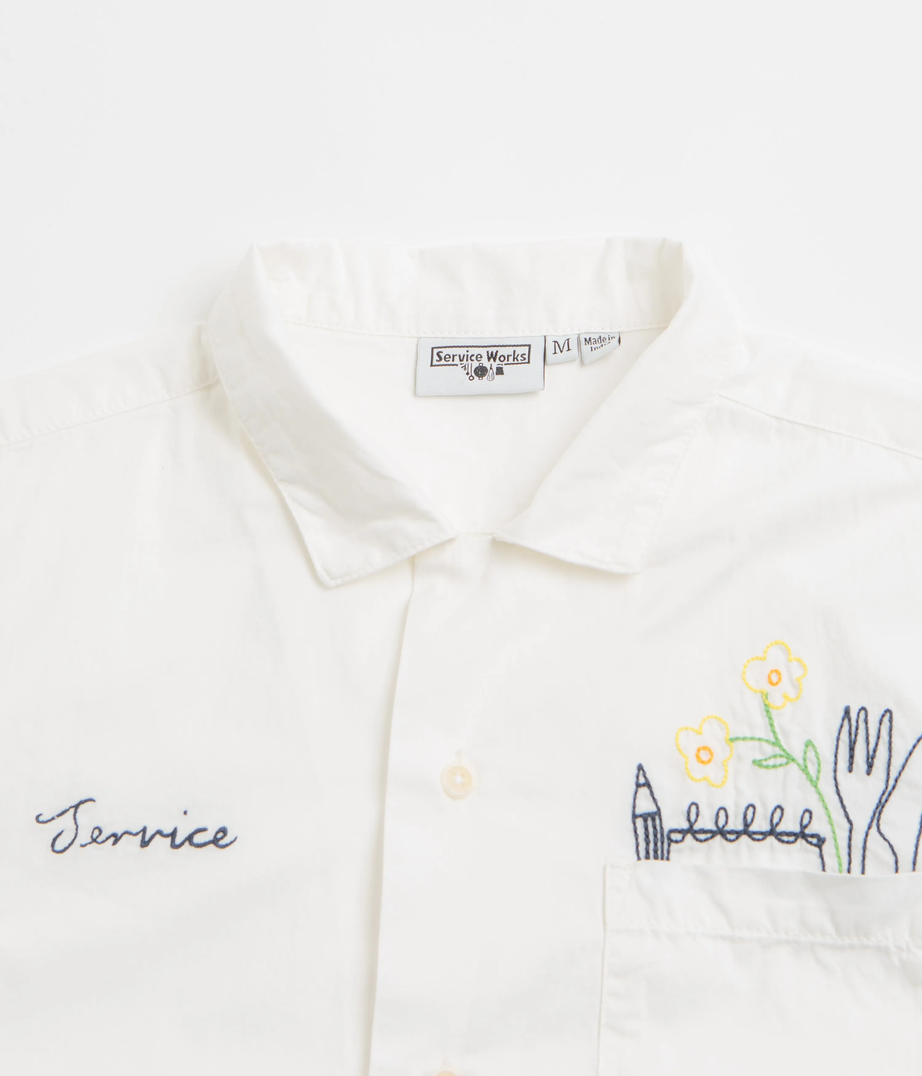 Service Works Light Twill Necessities Short Sleeve Shirt - Off White Subtle Details