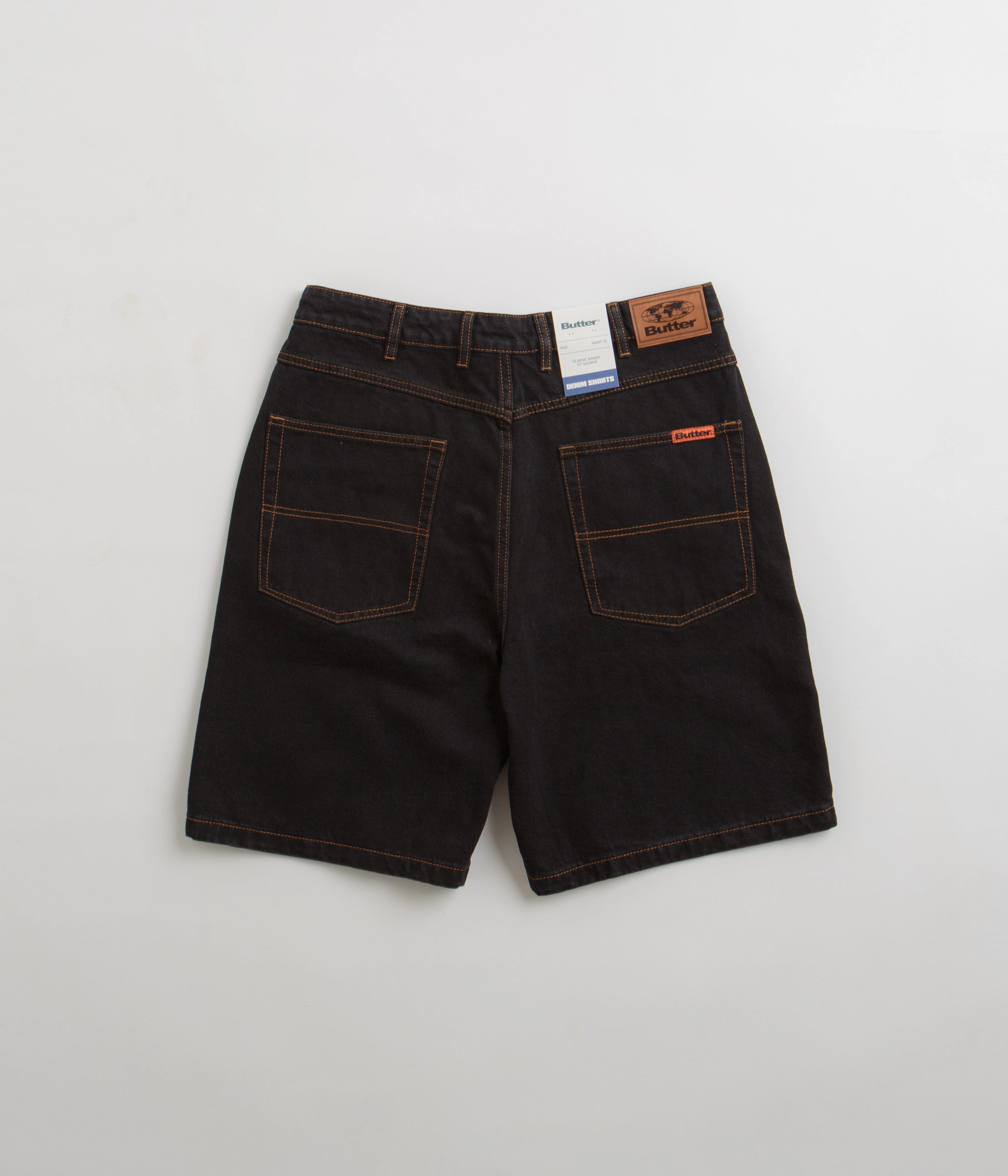 tropical style Butter Goods Baggy Denim Shorts - Washed Black