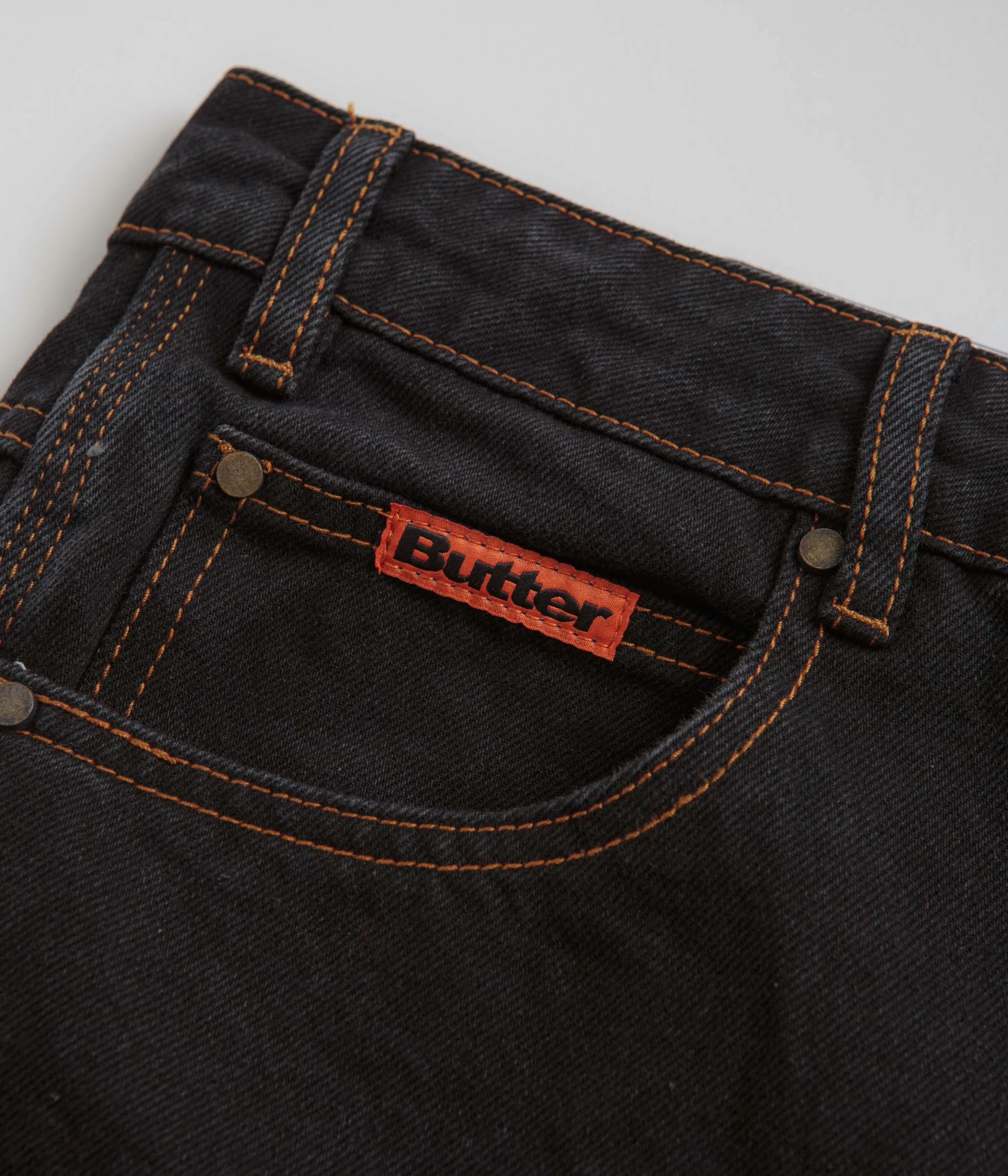 Lightweight Material Butter Goods Baggy Denim Shorts - Washed Black
