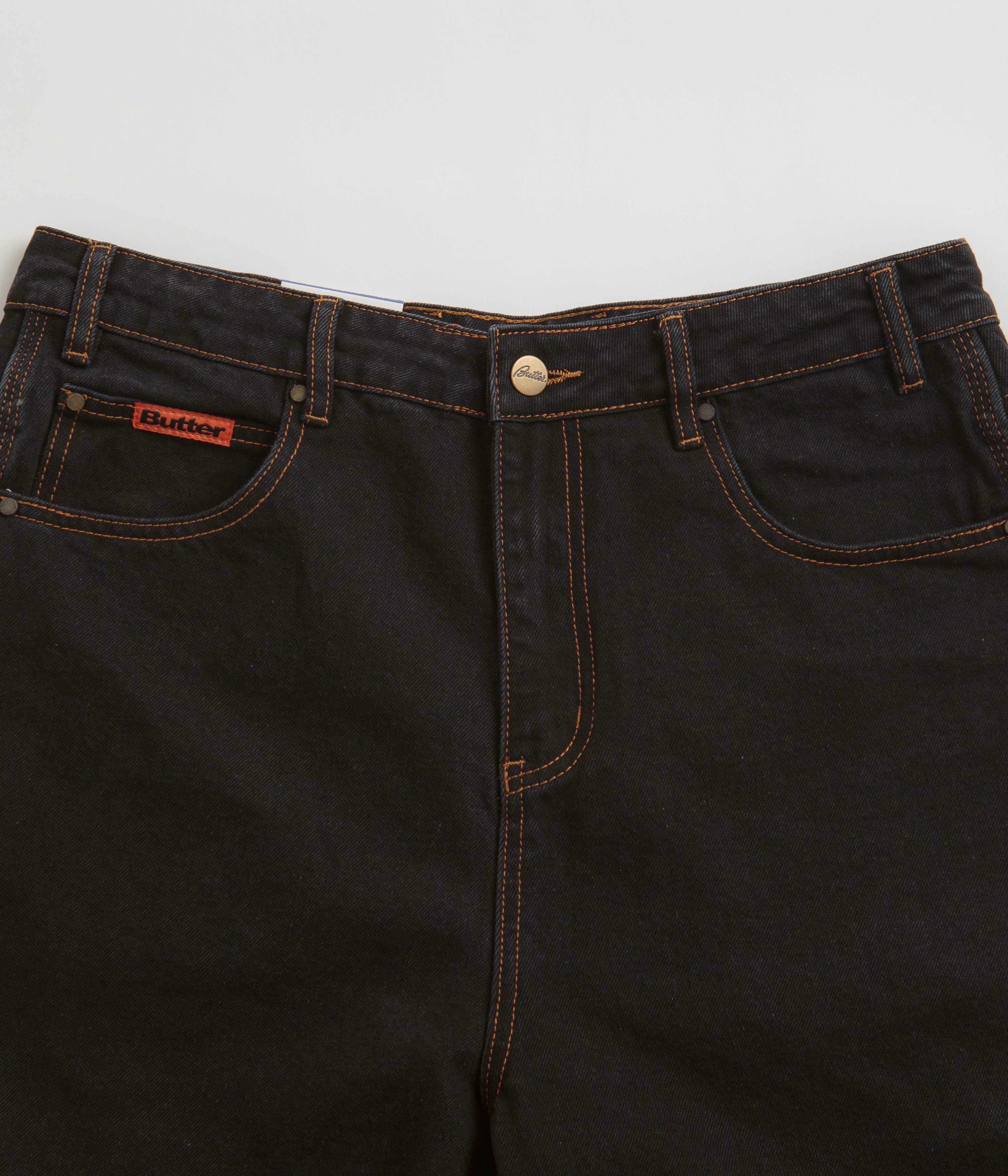 Butter Goods Baggy Denim Shorts - Washed Black Ultra Soft Lining Christmas gift