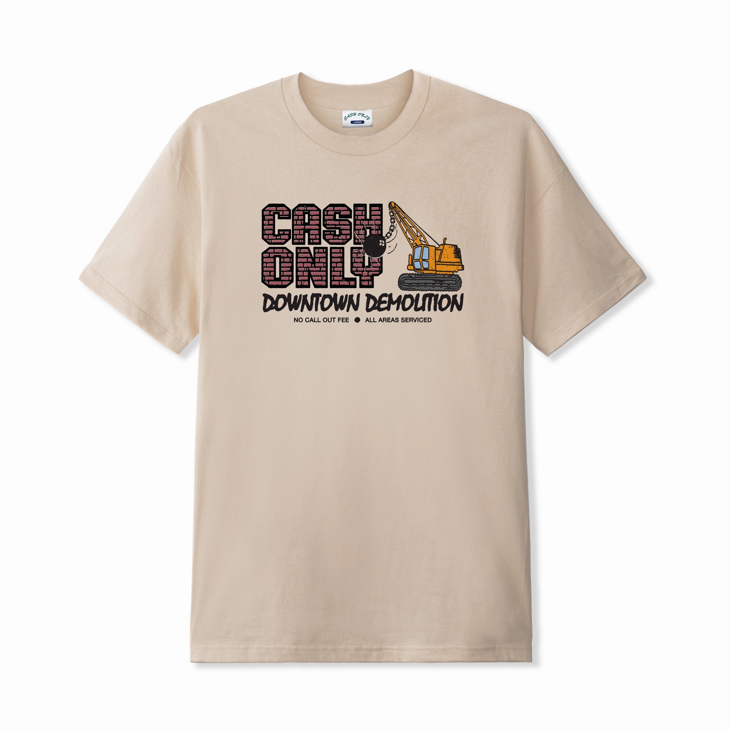Sheer Panel Layered Sleeve Cuffs Cash Only Demolition T-Shirt