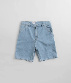 Double Layered Hem Carhartt Single Knee Shorts - Heavy Stone Bleached Blue
