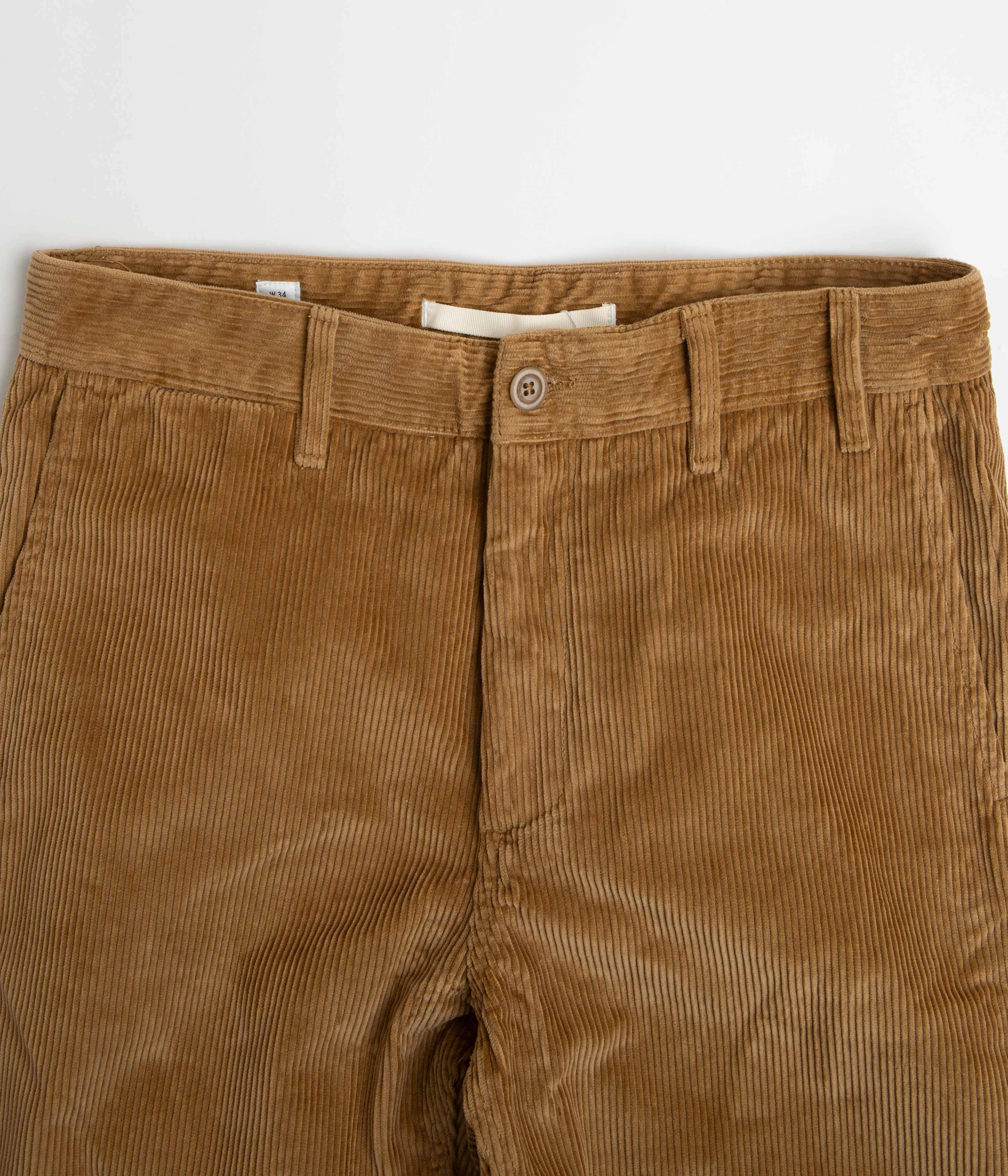 Norse Projects Aros Corduroy Chino Pants - Utility Khaki Polished Look