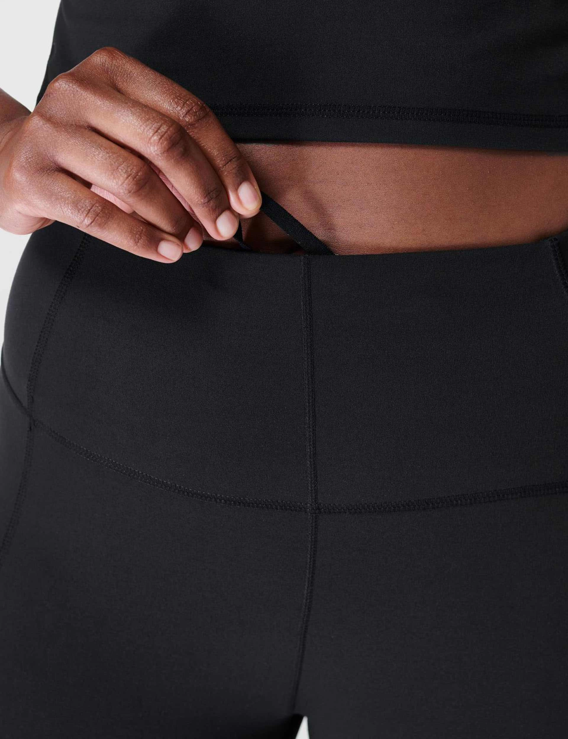 Unisex Style Four Way No Ride Down Waist Super Soft Yoga Leggings - Black