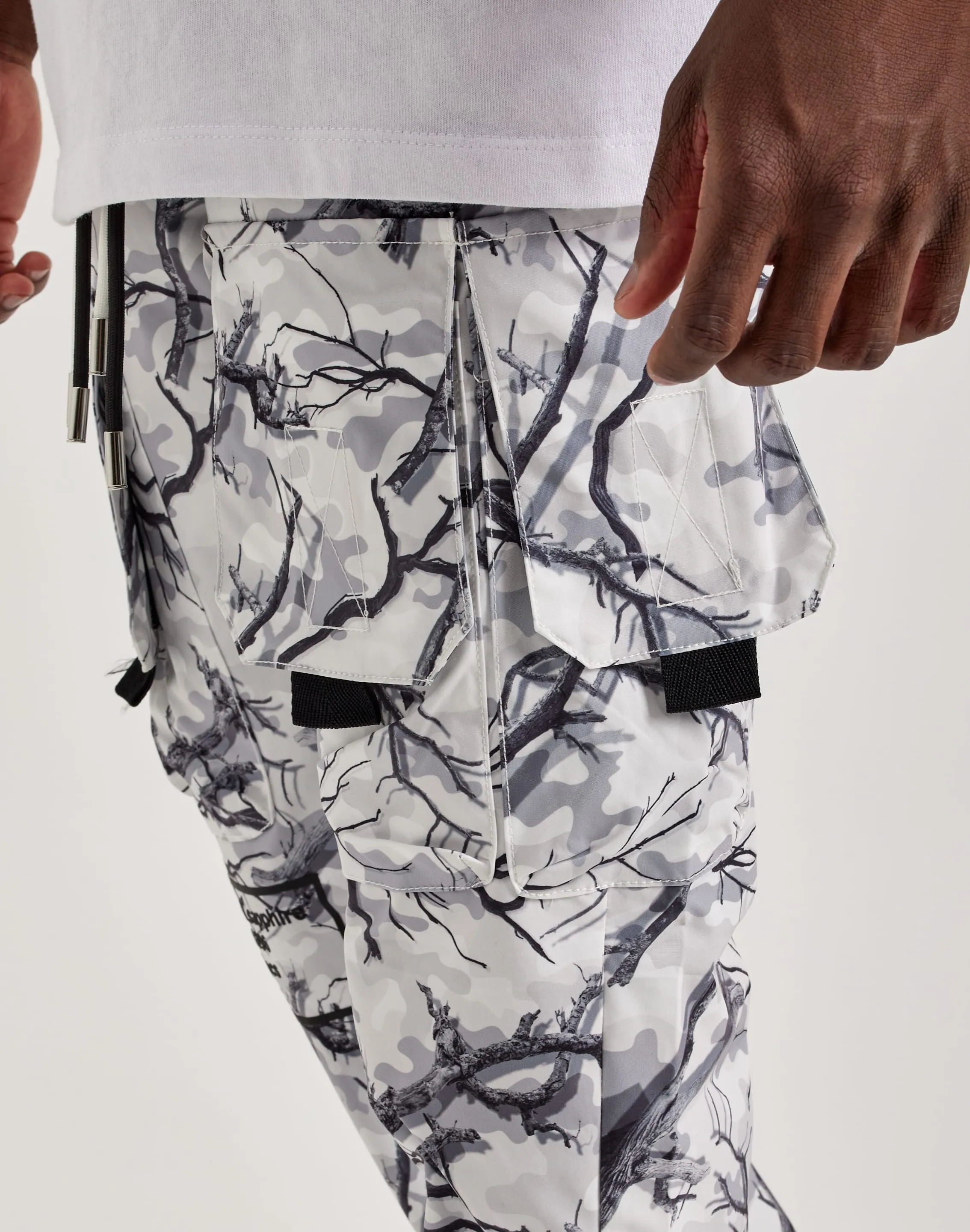 Kloud 9 Nylon Flare Cargo Pants HiddenZipperClosure