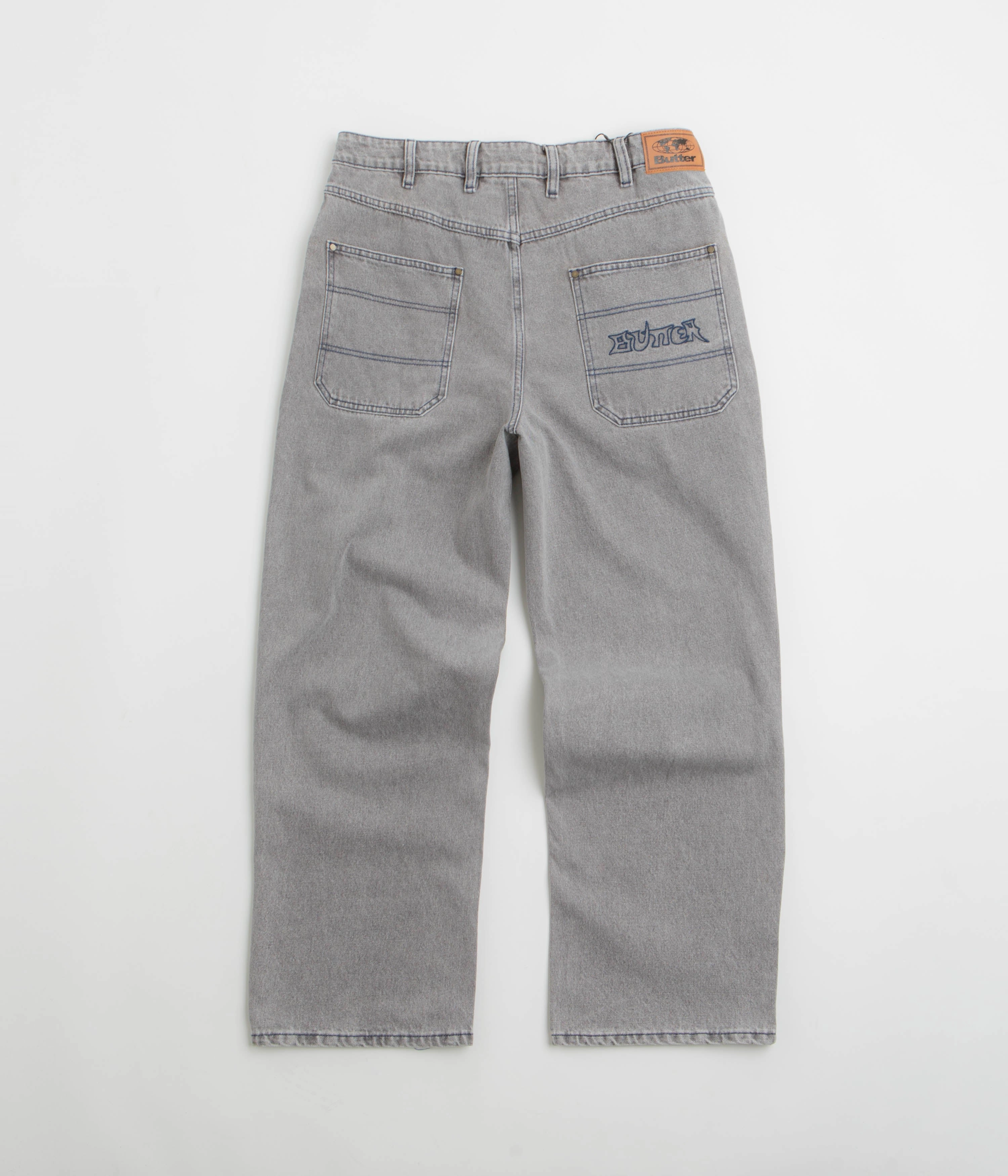 Butter Goods Encounter Jeans - Washed Soft Grey Sweat Wicking Liner Flexible Ankle Cuffs