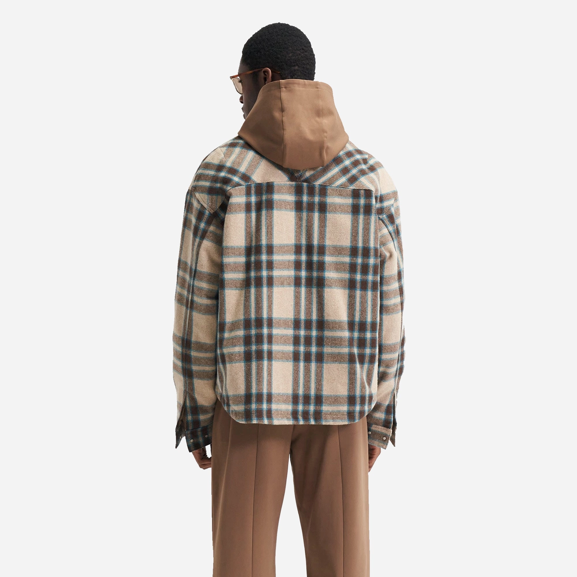 Sheer Glow Recycled Polyester Blend Represent | HEAVY ZIP OVERSHIRT  { BROWN CHECK